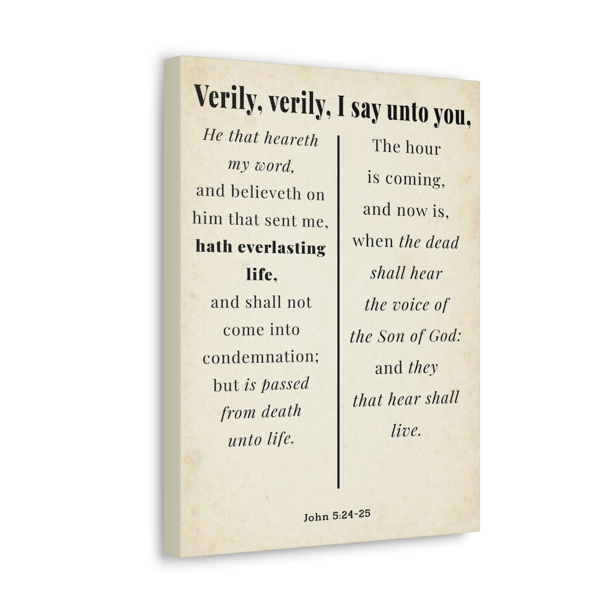 Scripture Walls John 5:24-25 Regeneration and Eternal Life Bible Verse Canvas Christian Wall Art Ready to Hang Unframed-Express Your Love Gifts