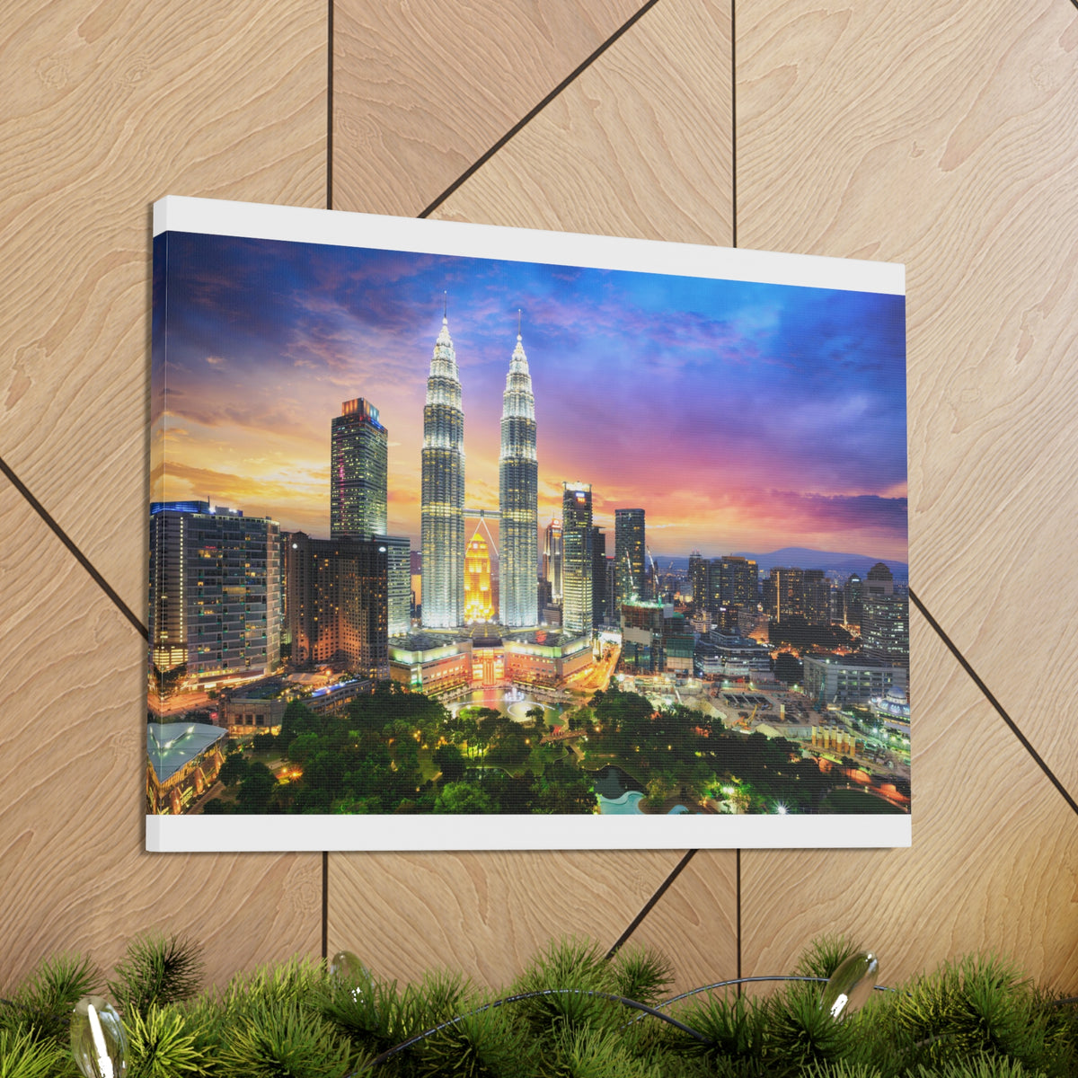 Kuala Lumpur Night Skyline Canvas Artwork High-Quality Breathtaking Stunning Cityscape for Home Decor Ready to Hang-Express Your Love Gifts