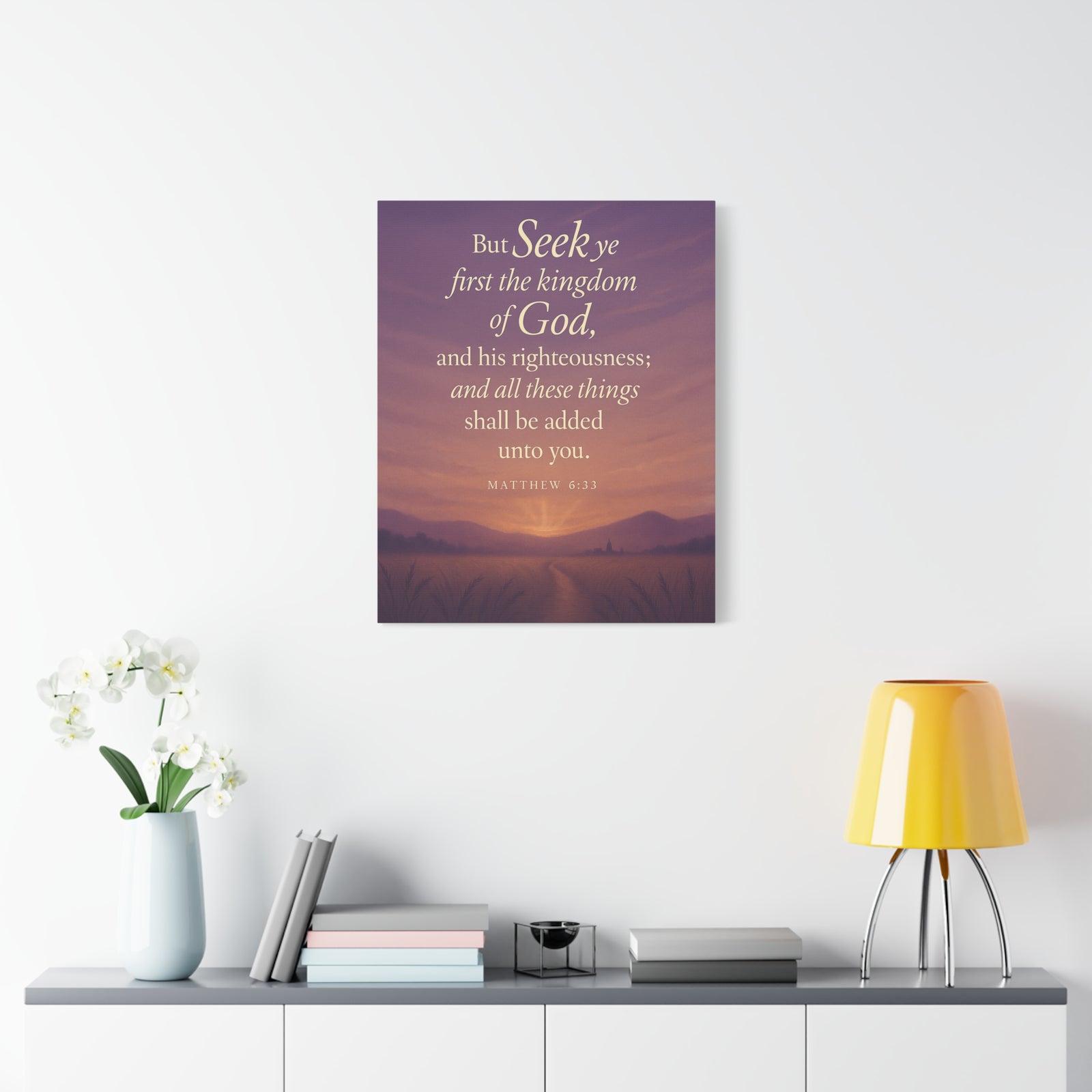 Bible Verse Canvas Matthew 6:33 Christian Home Décor Wall Art Scripture Ready to Hang Faith Print-Express Your Love Gifts