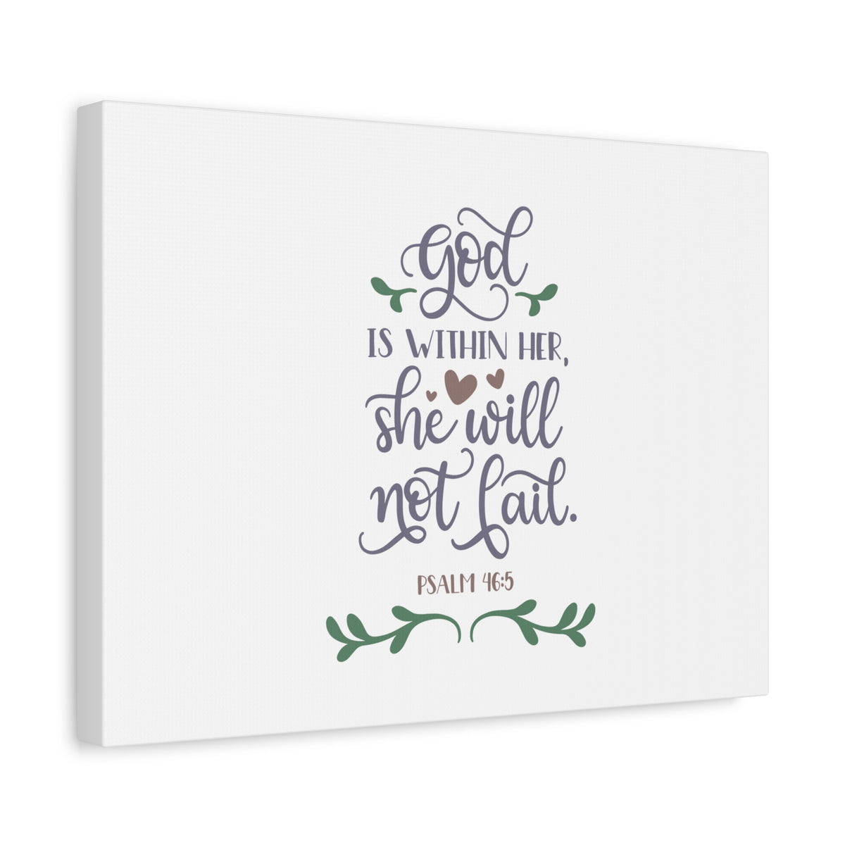 Scripture Canvas God Is Within Her Psalm 46:5 Hearts Christian Wall Art Bible Verse Print Ready to Hang-Express Your Love Gifts