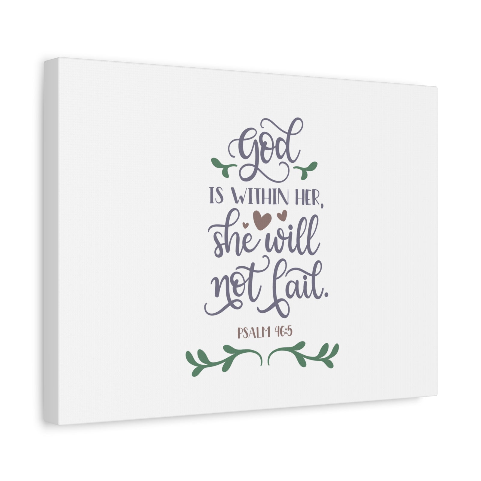 Scripture Canvas God Is Within Her Psalm 46:5 Hearts Christian Wall Art Bible Verse Print Ready to Hang-Express Your Love Gifts