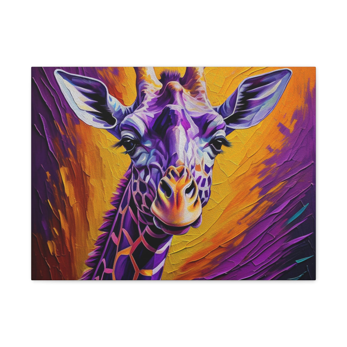 Giraffe Abstract Purple Modern Oil Painting Canvas Wall Art for Home Decor Ready-to-Hang-Express Your Love Gifts