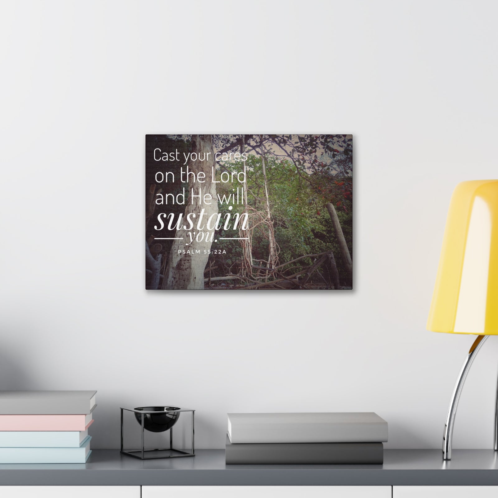 Scripture Walls He Will Sustain You Psalm 55:22 Bible Verse Canvas Christian Wall Art Ready to Hang-Express Your Love Gifts