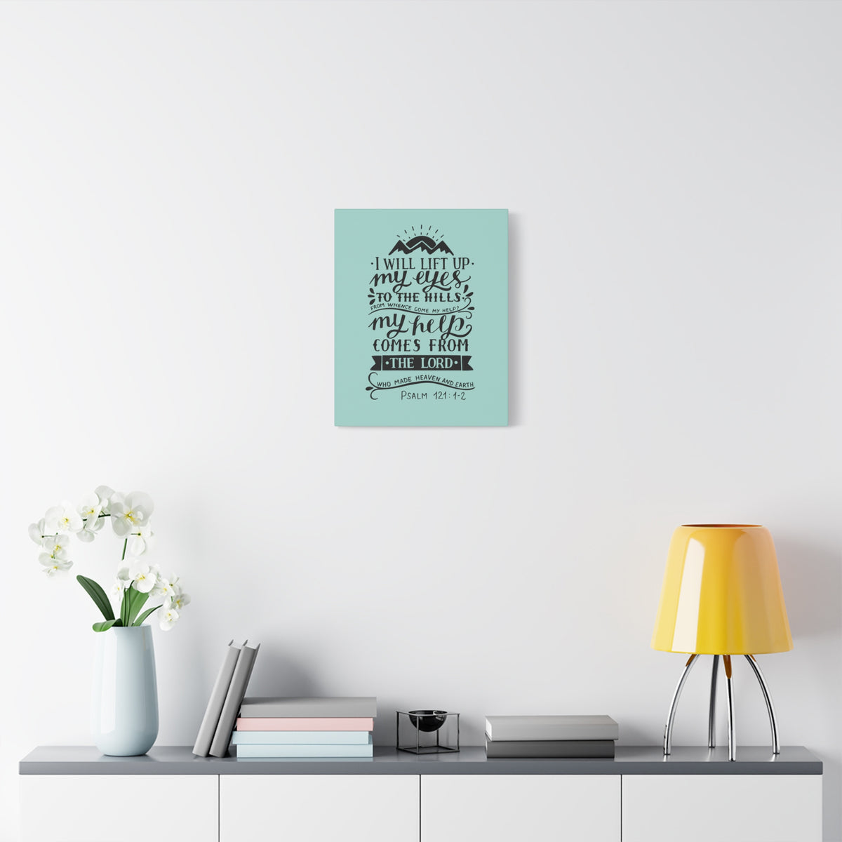 Scripture Canvas Heaven And Earth Psalm 121:1-2 Christian Wall Art Bible Verse Print Ready to Hang-Express Your Love Gifts