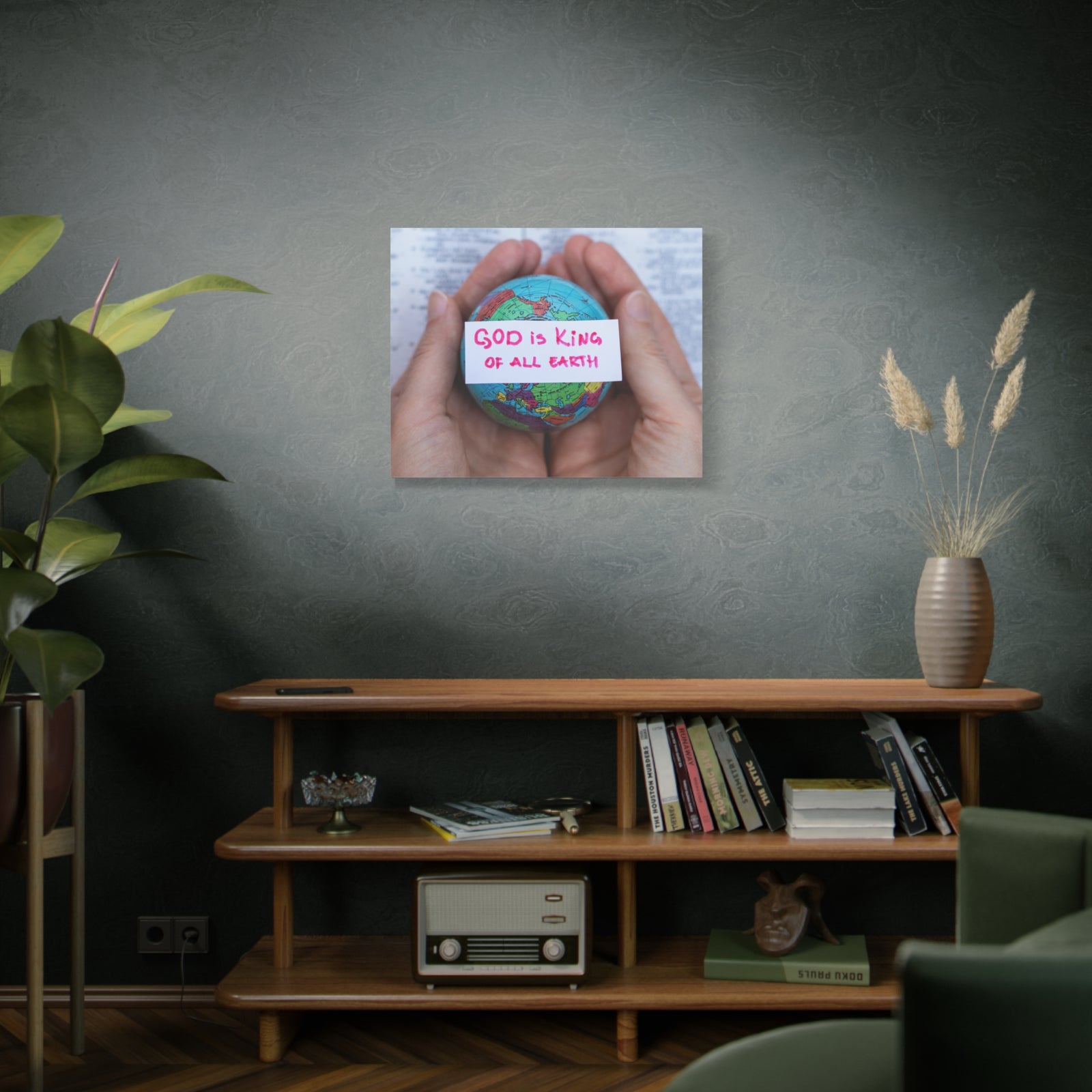 Scripture Canvas King Of All Earth Psalm 29:10 Christian Wall Art Bible Verse Print Ready to Hang-Express Your Love Gifts
