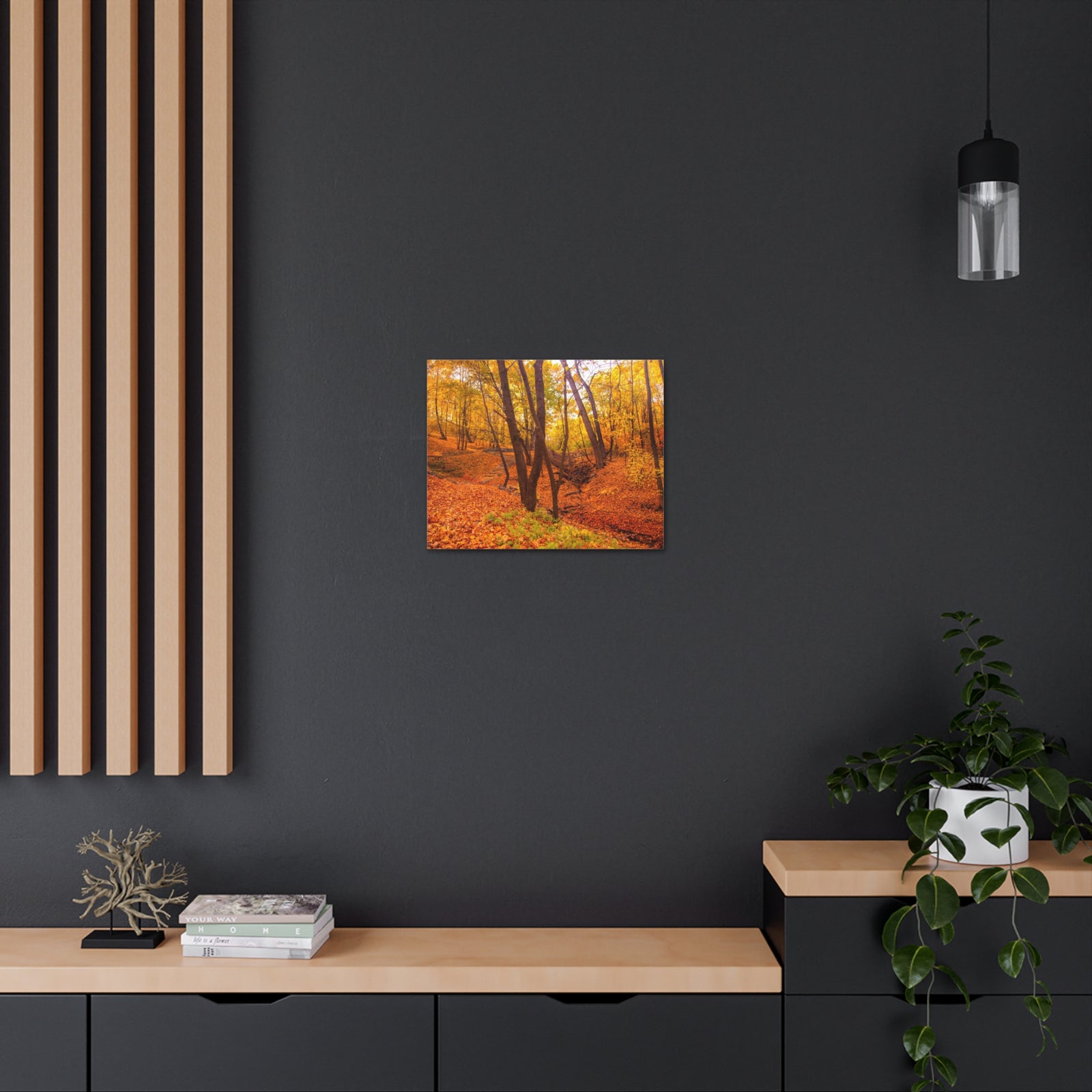 Fall Orange Tree Forest Nature Wilderness Photography Canvas Wall Art for Home Decor Ready-to-Hang-Express Your Love Gifts