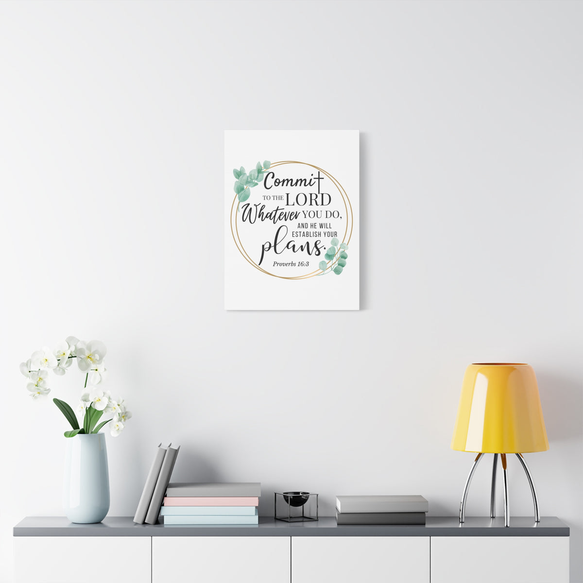 Scripture Walls Proverbs 16:3 Commit to the Lord Bible Verse Canvas Christian Wall Art Ready to Hang Unframed-Express Your Love Gifts