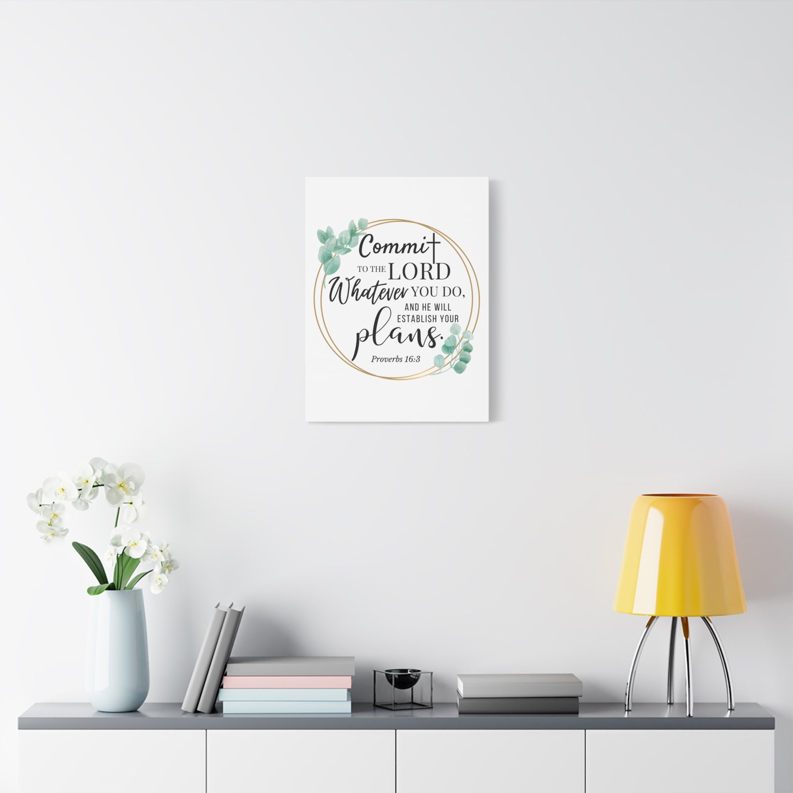 Scripture Walls Proverbs 16:3 Commit to the Lord Bible Verse Canvas Christian Wall Art Ready to Hang Unframed-Express Your Love Gifts
