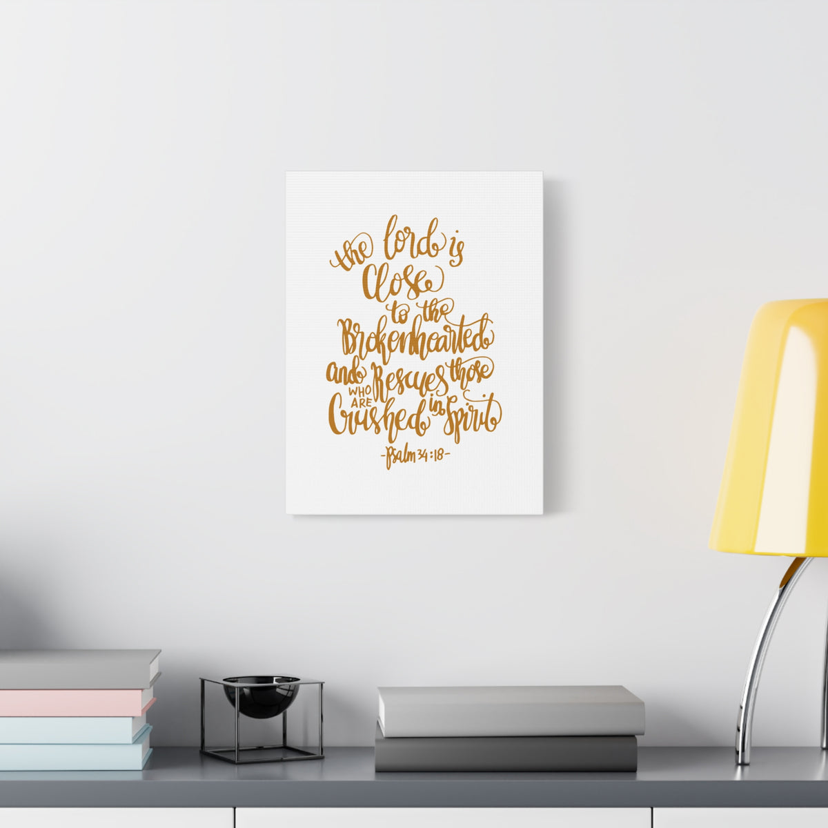 Scripture Canvas The Lord Is Close Psalm 34:18 Christian Wall Art Bible Verse Print Ready To Hang-Express Your Love Gifts