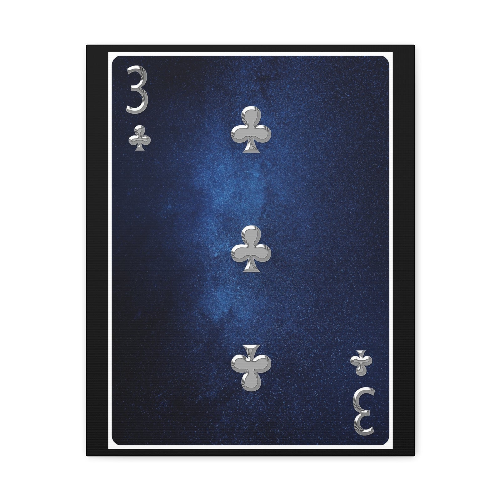 Three Of Clubs Space Background Playing Card Canvas Wall Art for Home Decor Ready-to-Hang-Express Your Love Gifts