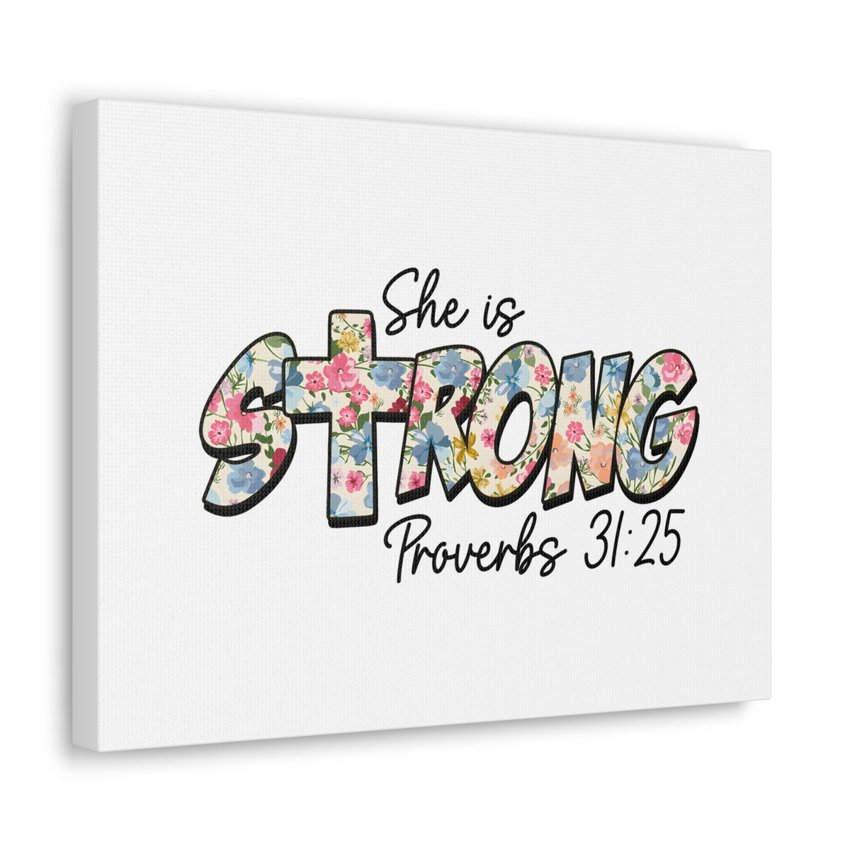 Scripture Walls Proverbs 31:25 She is Strong Bible Verse Canvas Christian Wall Art Ready to Hang Unframed-Express Your Love Gifts