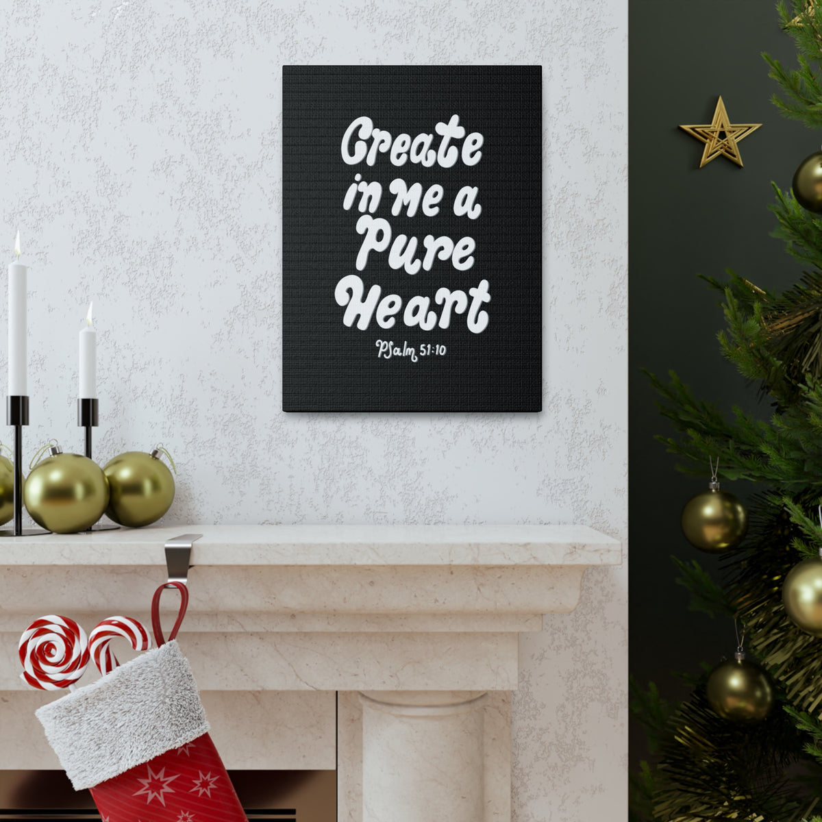 Scripture Walls Create In Me Psalm 51:10 Bible Verse Canvas Christian Wall Art Ready to Hang-Express Your Love Gifts