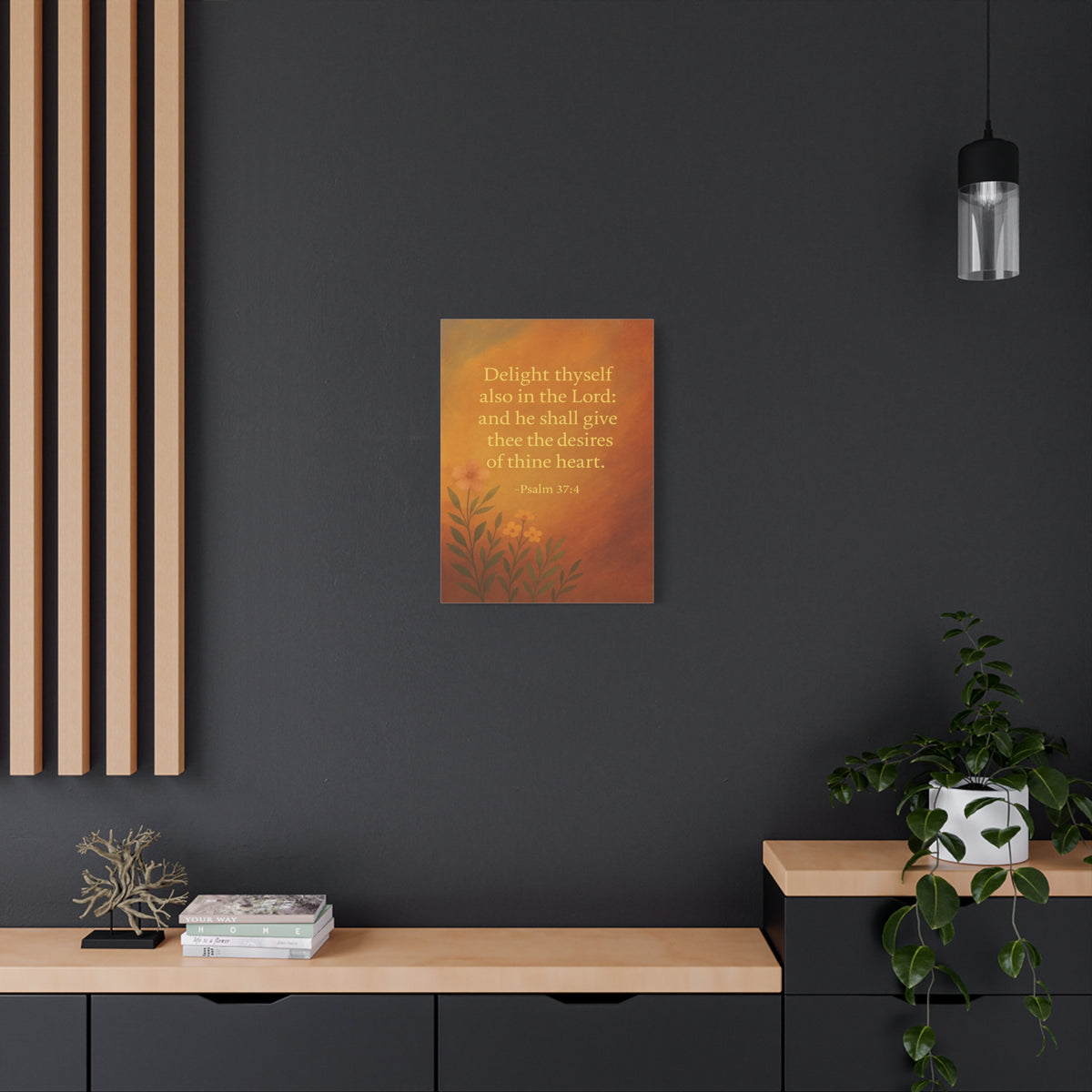Bible Verse Canvas Psalm 37:4 Christian Home Décor Wall Art Scripture Ready to Hang Faith Print-Express Your Love Gifts