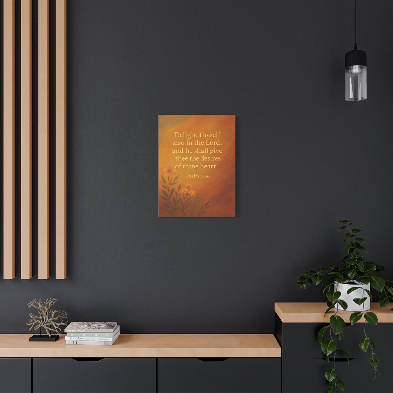 Bible Verse Canvas Psalm 37:4 Christian Home Décor Wall Art Scripture Ready to Hang Faith Print-Express Your Love Gifts