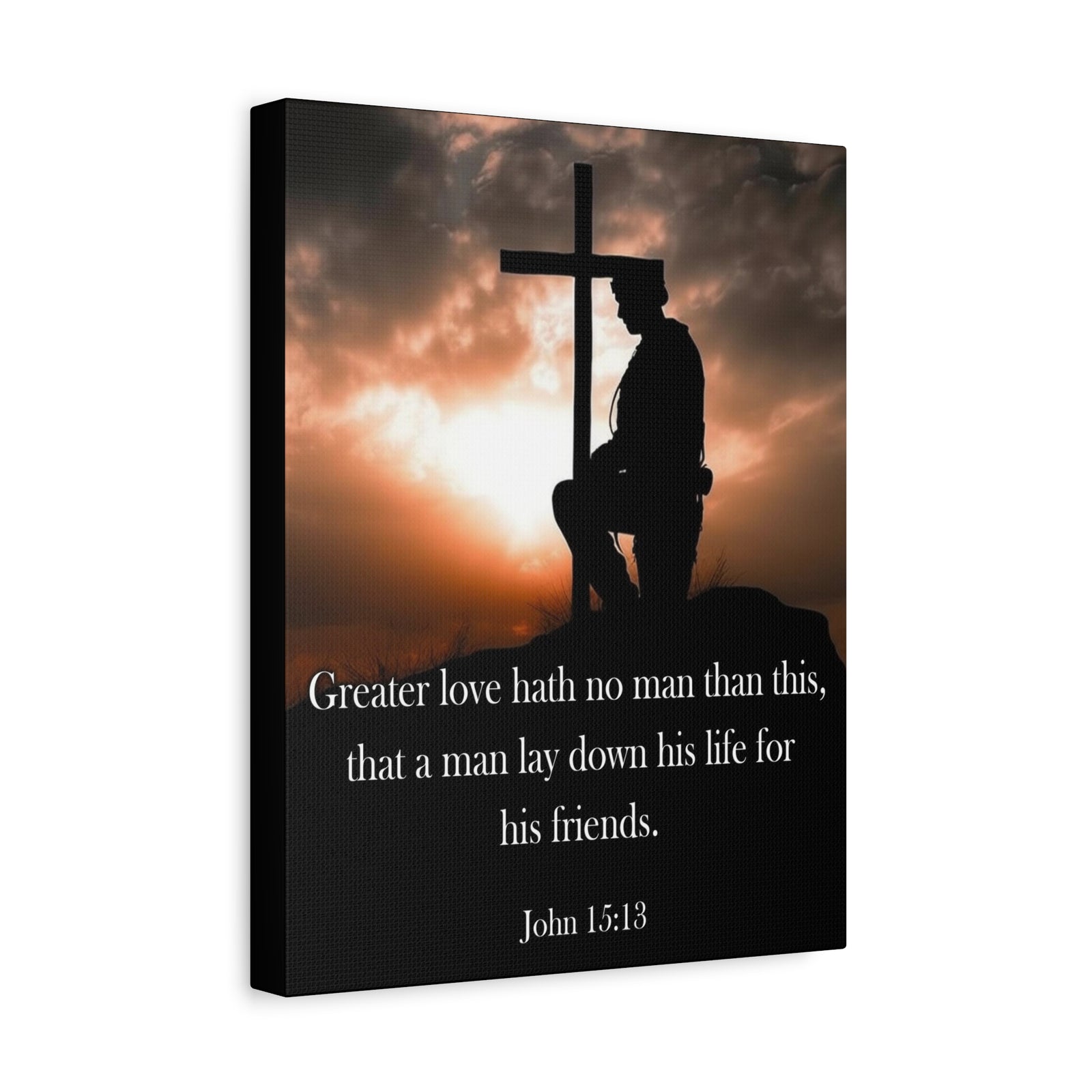 Scripture Walls John 15:13 Greater Love Soldier at Cross Christian Wall Art Print Ready to Hang Unframed-Express Your Love Gifts