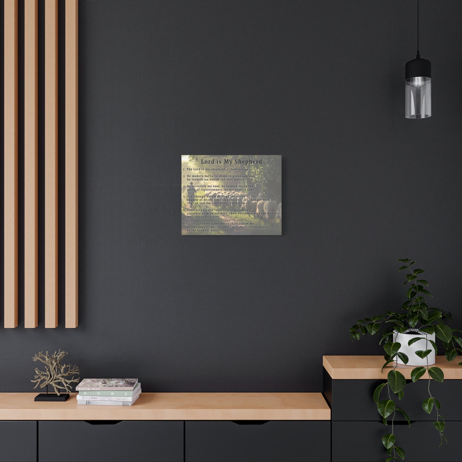 Scripture Walls Lord is My Shepherd Psalm 23 Green Bible Verse Canvas Christian Wall Art Ready to Hang Unframed-Express Your Love Gifts