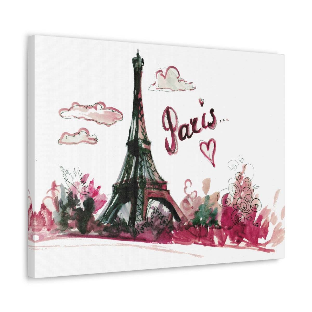 Pink Eiffel Tower Illustration Paris France Canvas Artwork High-Quality Breathtaking French City for Home Decor Ready to Hang-Express Your Love Gifts