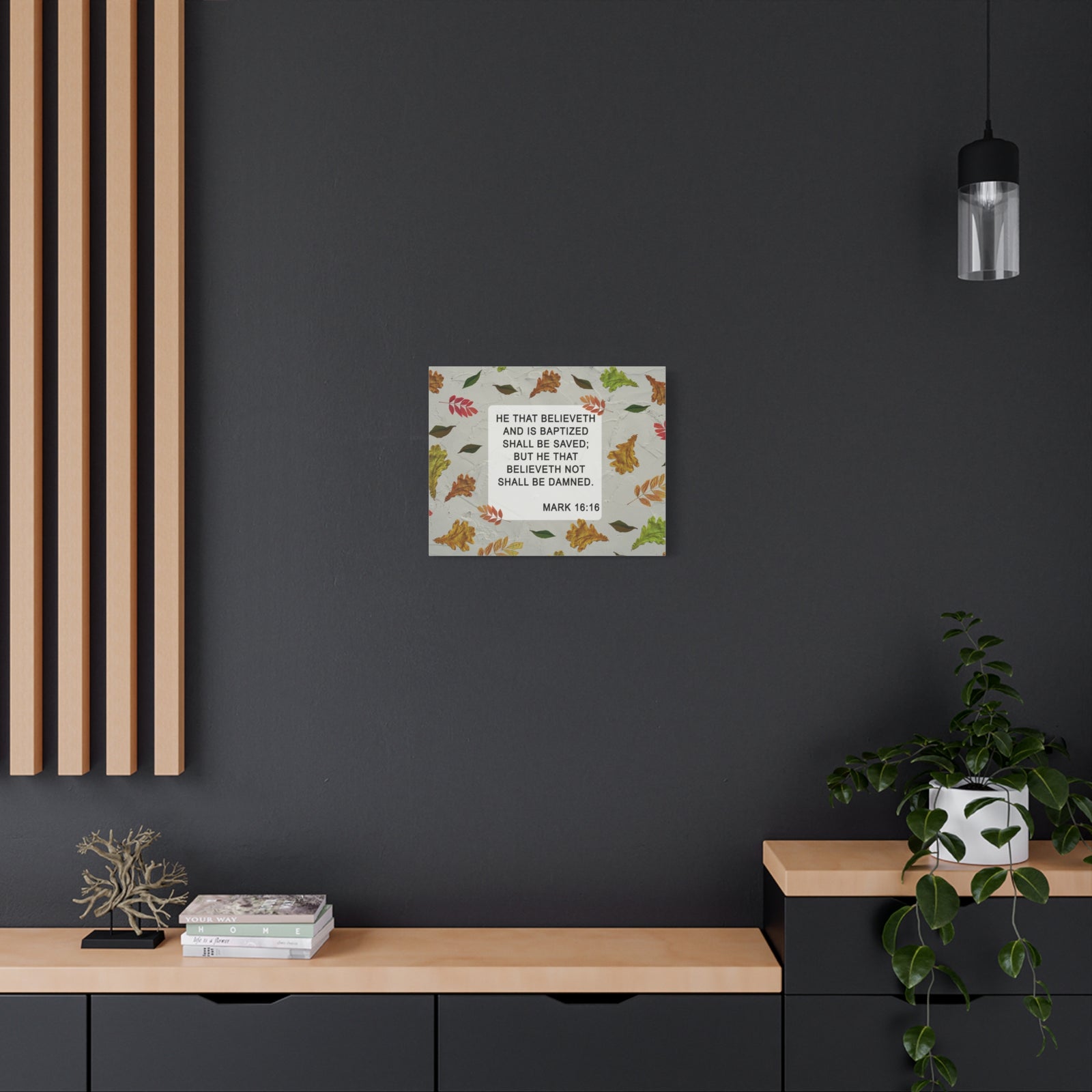 Scripture Walls Shall Be Saved Mark 16:16 Bible Verse Canvas Christian Wall Art Ready to Hang