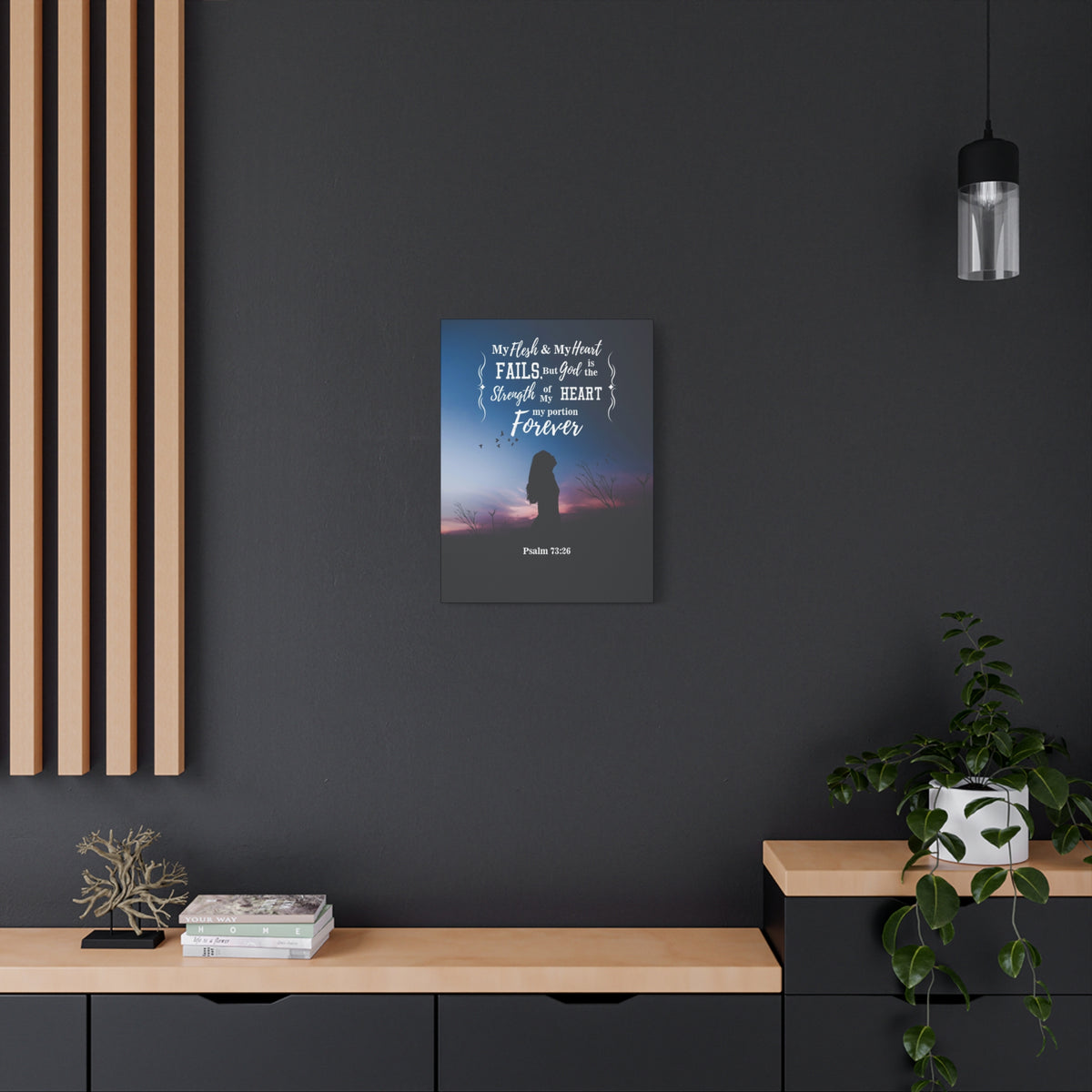 Scripture Canvas My Flesh and Heart Psalm 73:26 Christian Wall Art Bible Verse Print Ready to Hang-Express Your Love Gifts