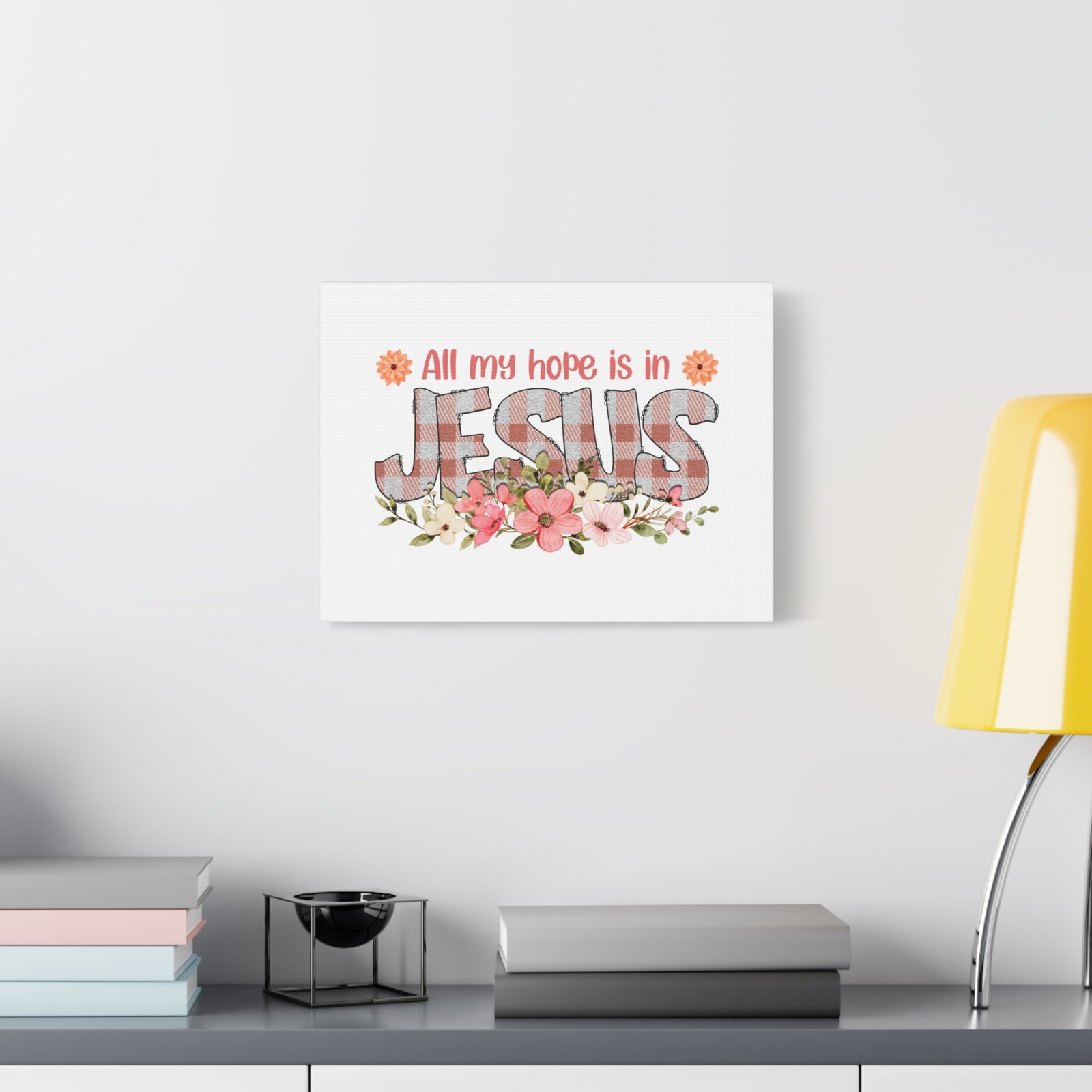 Scripture Canvas My Hope Is In Jesus Psalms 40:1 Flowers Christian Wall Art Bible Verse Print Ready to Hang-Express Your Love Gifts