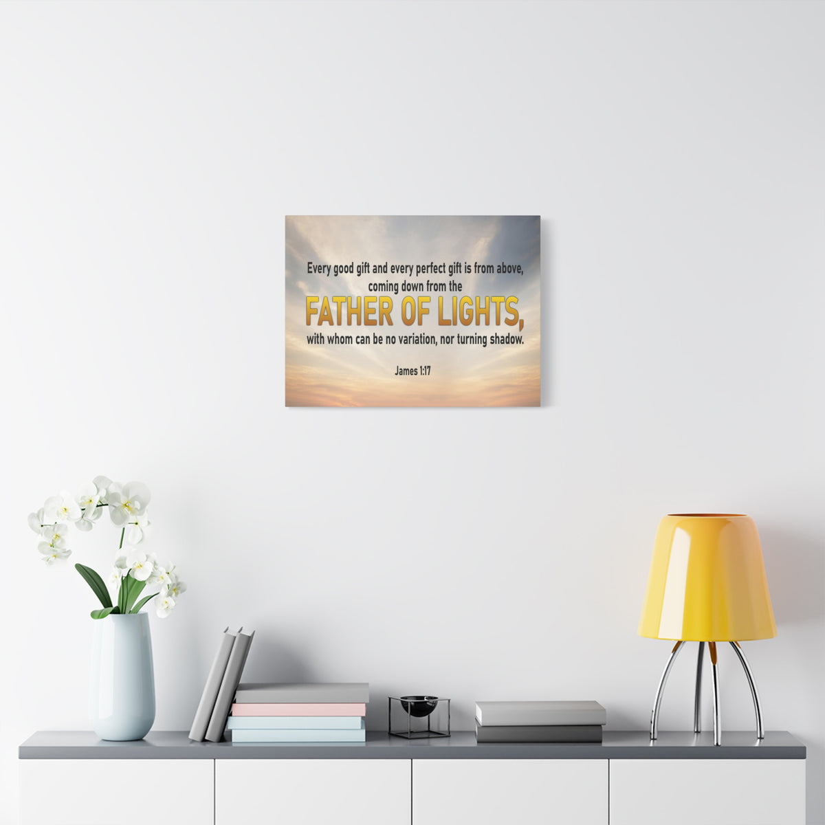 Bible Verse Canvas Father of Lights James 1:17 Scripture Wall Art Christian Home Decor-Express Your Love Gifts