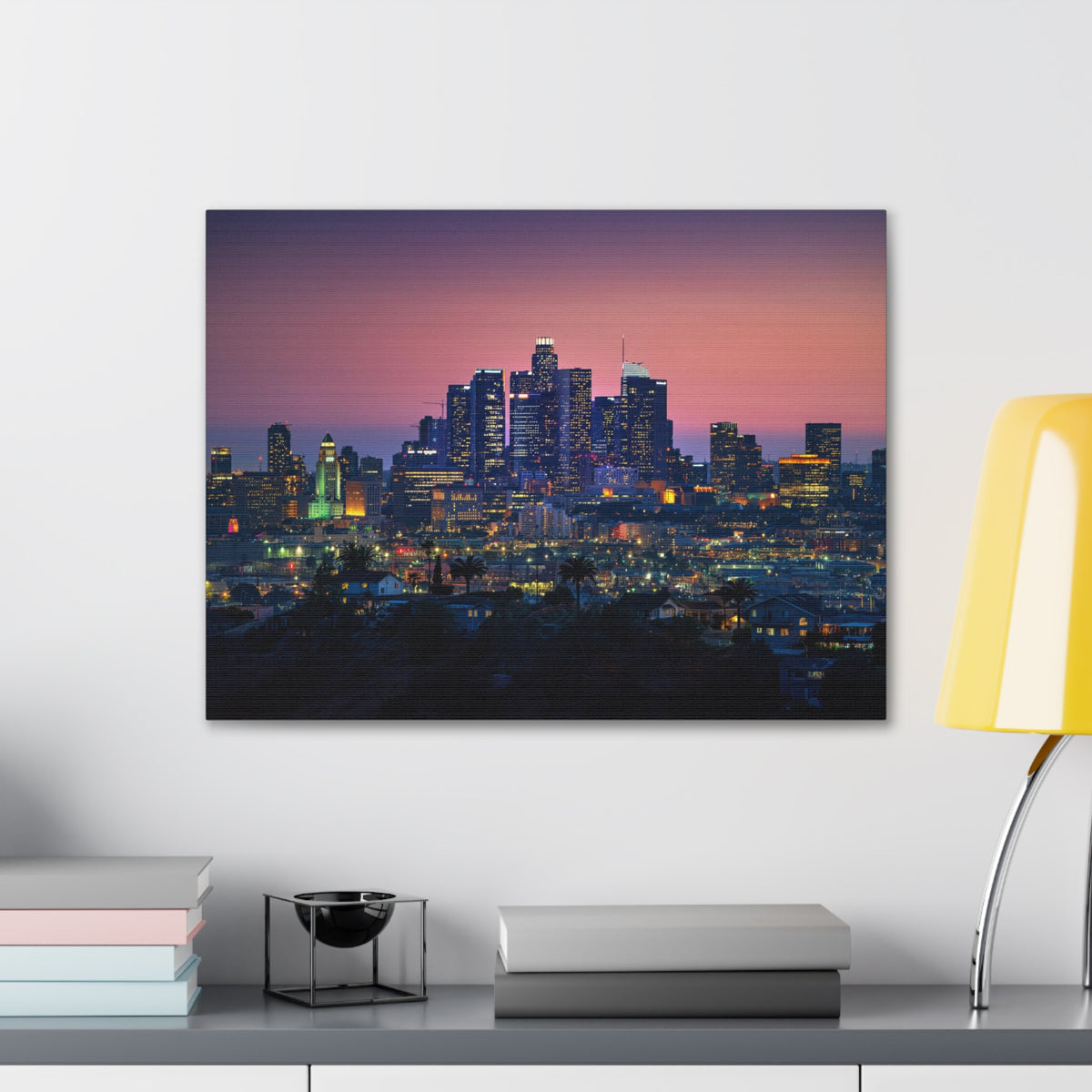 Los Angeles Night Skyline Canvas Artwork High-Quality Breathtaking Stunning Cityscape for Home Decor Ready to Hang-Express Your Love Gifts
