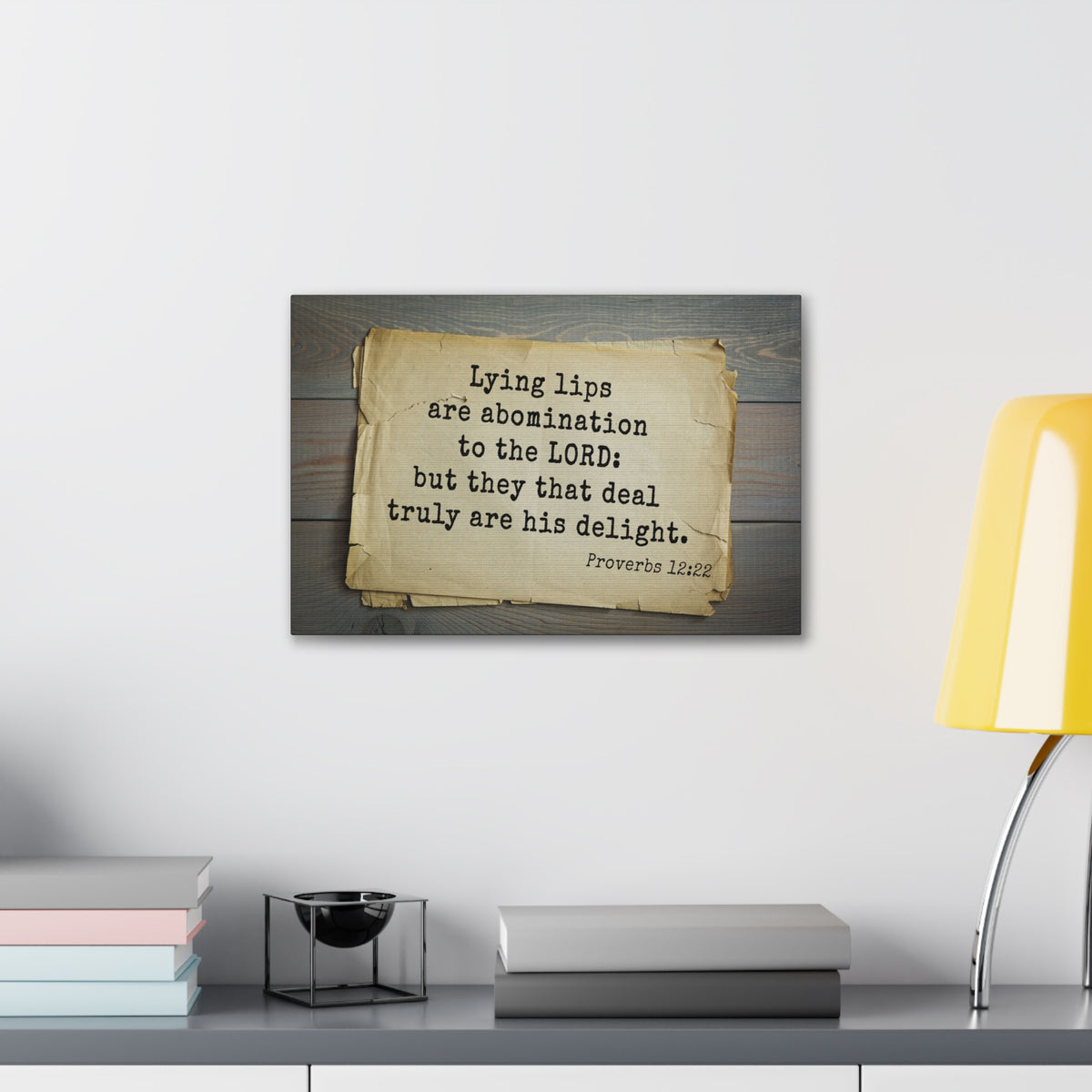 Scripture Canvas His Delight Proverbs 12:22 Christian Wall Art Bible Verse Print Ready to Hang-Express Your Love Gifts