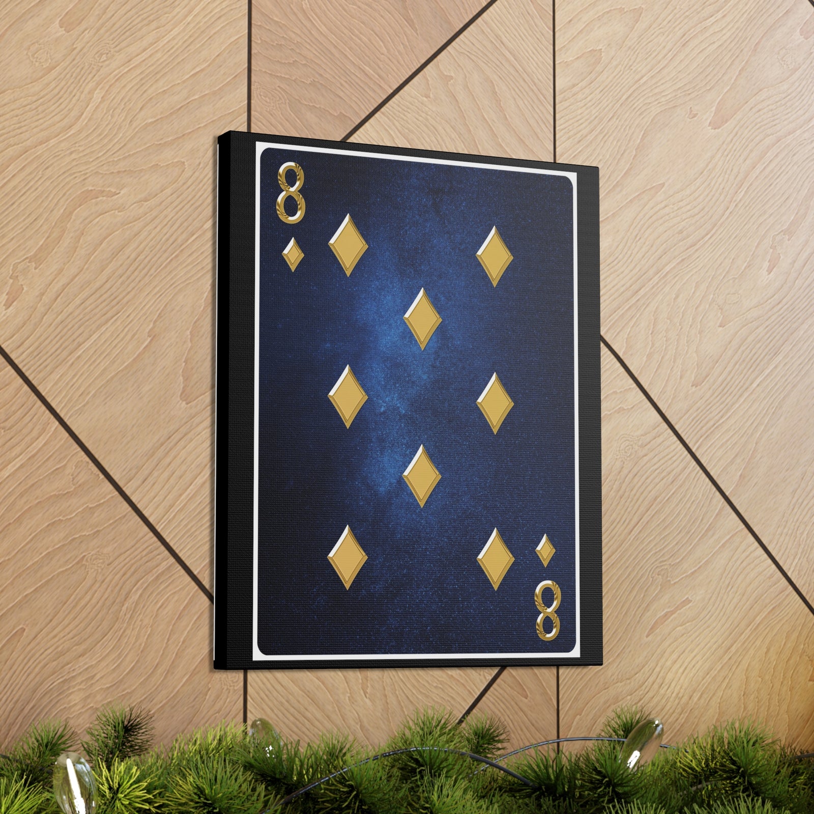 Eight Of Diamonds Space Background Playing Card Canvas Wall Art for Home Decor Ready-to-Hang-Express Your Love Gifts