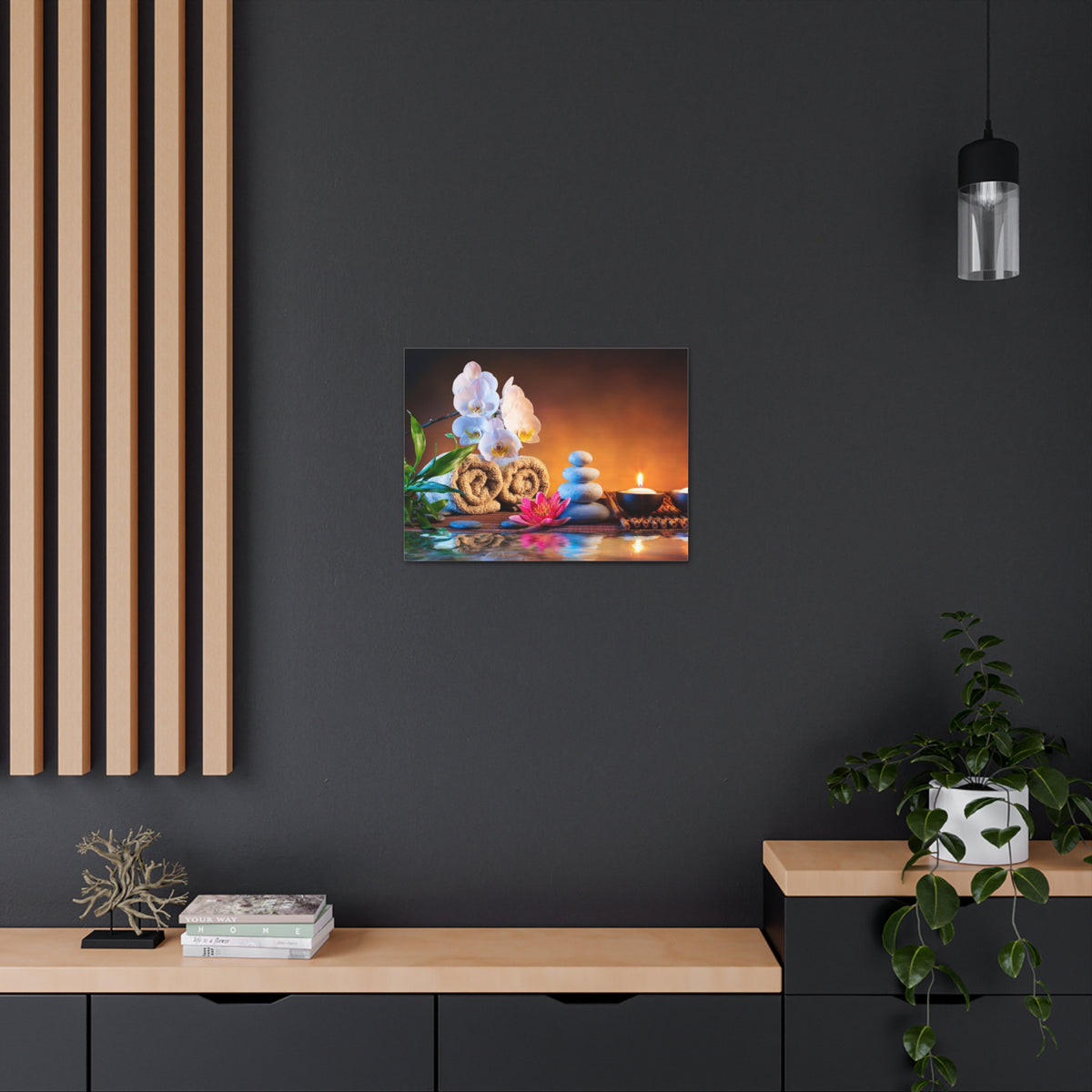 Towels on Bamboo Mat Forest Floral Nature Photography Canvas Wall Art for Home Decor Ready-to-Hang-Express Your Love Gifts