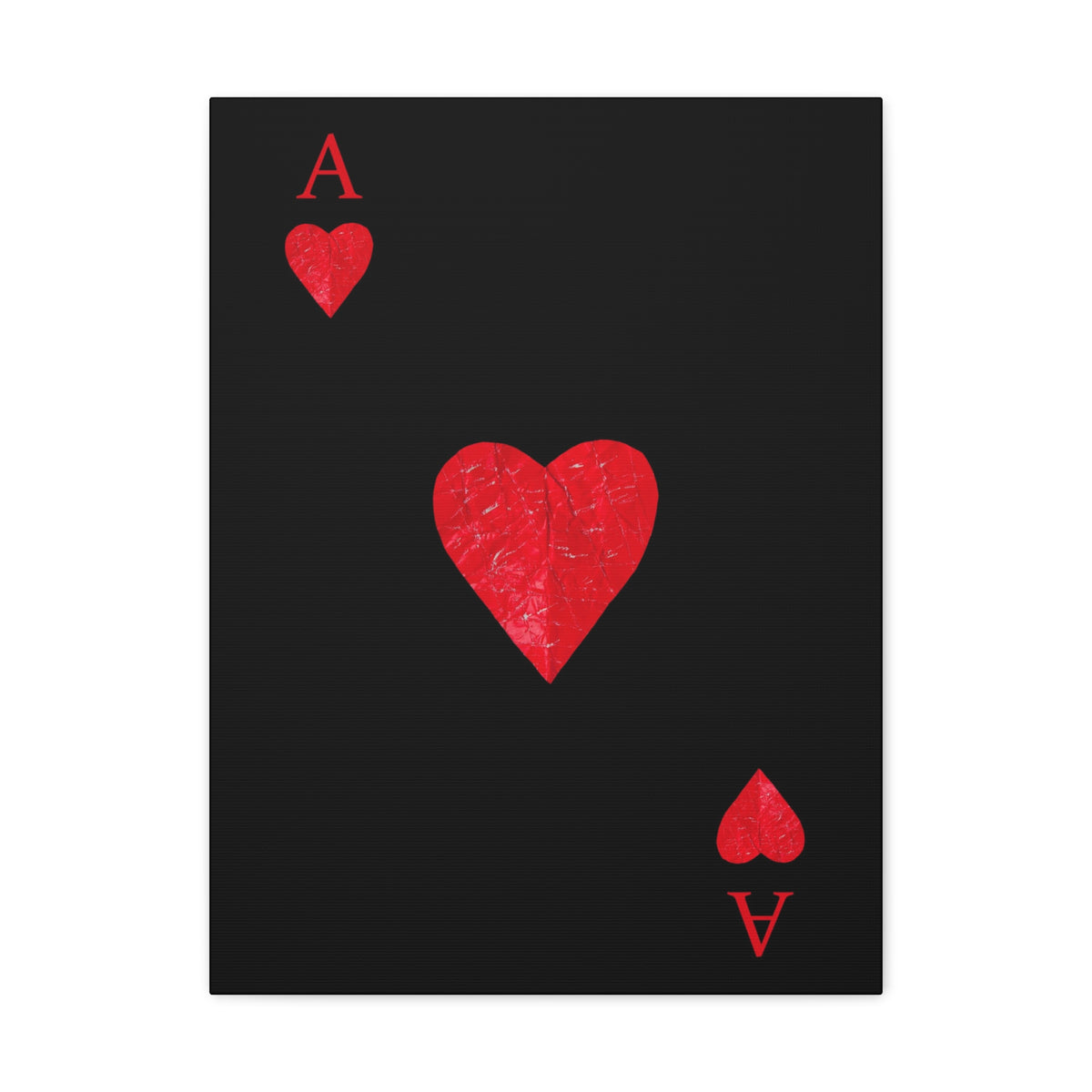 Ace Of Hearts Black Surface Playing Card Canvas Wall Art for Home Decor Ready-to-Hang-Express Your Love Gifts
