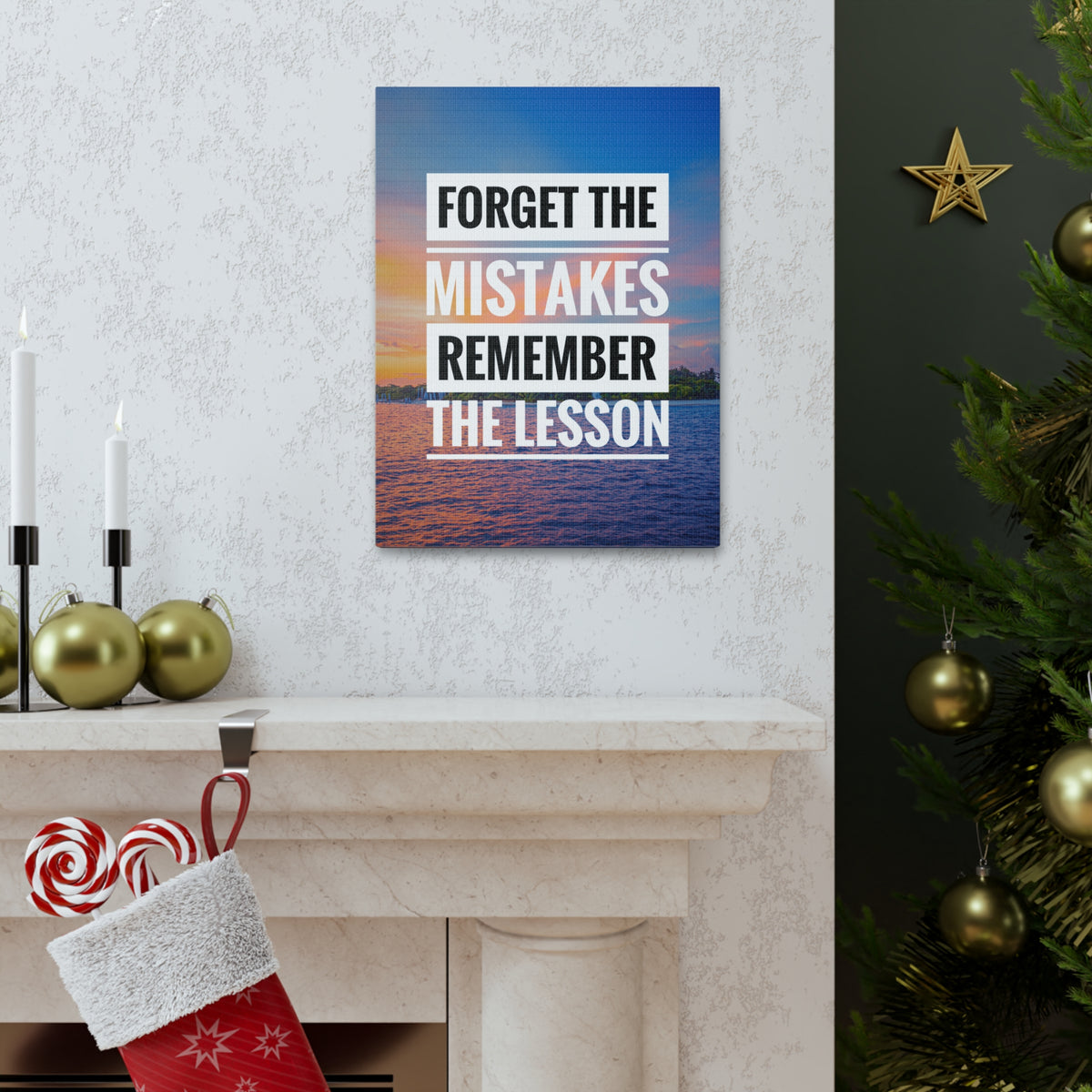 Inspirational Quote Canvas Forget The Mistakes Motivational Print Ready to Hang Artwork-Express Your Love Gifts
