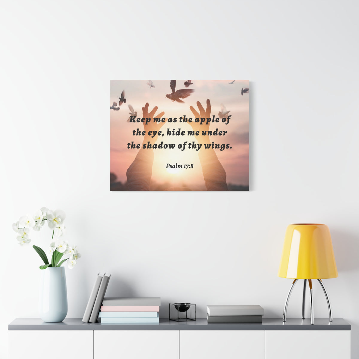 Scripture Walls Thy Wings Psalm 17:8 Bible Verse Canvas Christian Wall Art Ready to Hang-Express Your Love Gifts