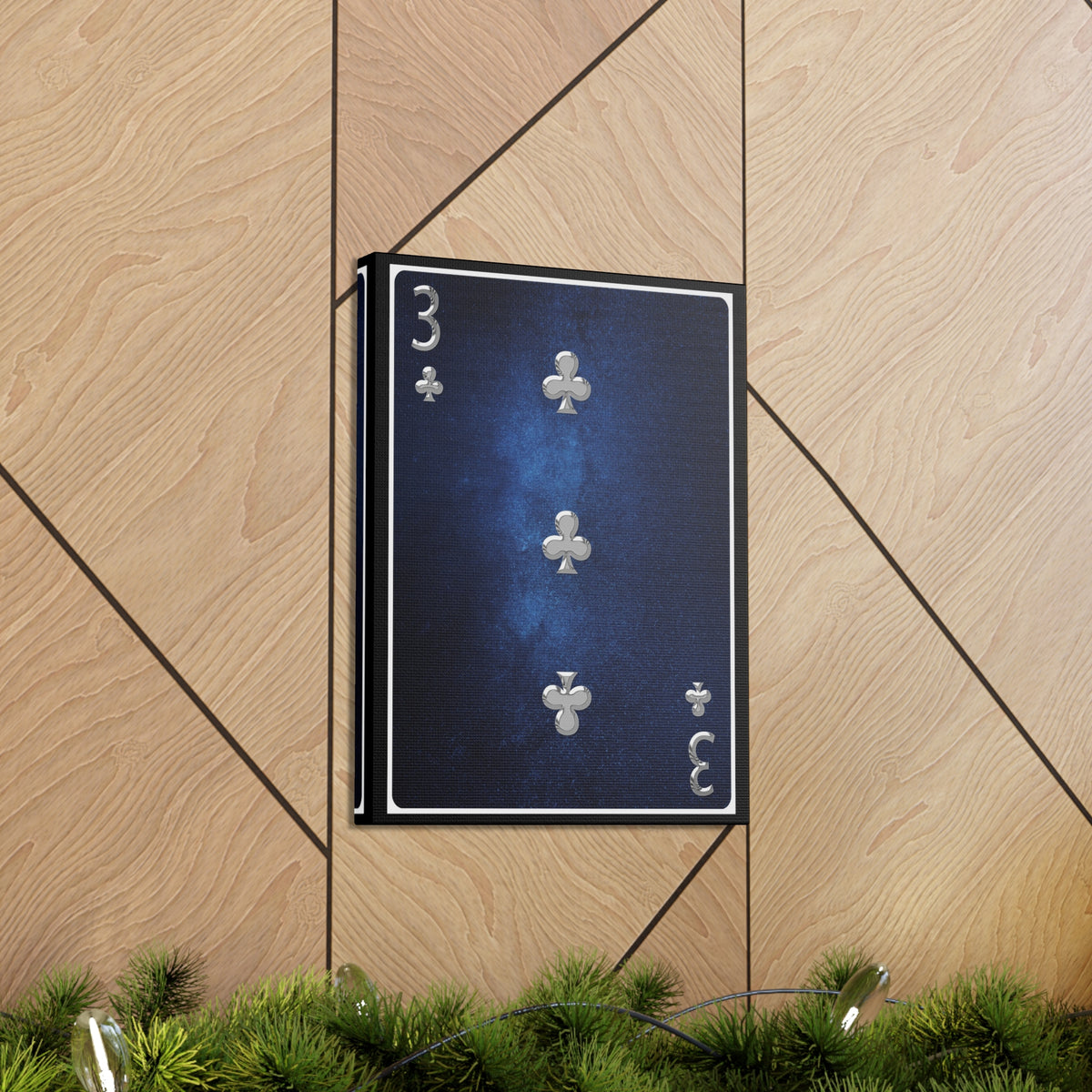 Three Of Clubs Space Background Playing Card Canvas Wall Art for Home Decor Ready-to-Hang-Express Your Love Gifts