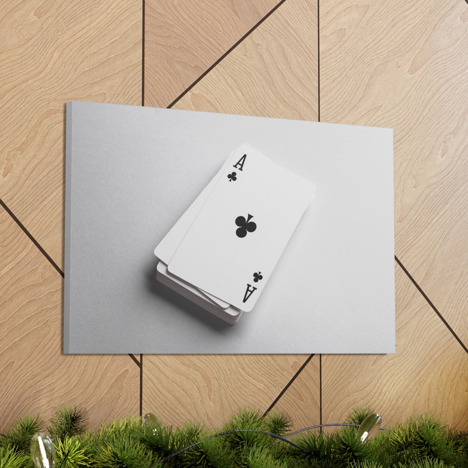 Ace of Clubs On A Playing Card Stack Playing Card Canvas Wall Art for Home Decor Ready-to-Hang-Express Your Love Gifts