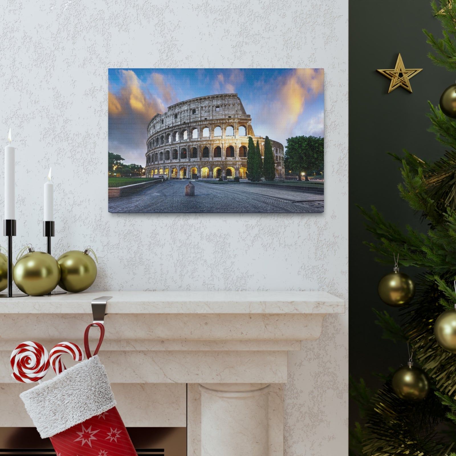 Colosseum in Italy Nature Wilderness Photography Canvas Wall Art for Home Decor Ready-to-Hang-Express Your Love Gifts