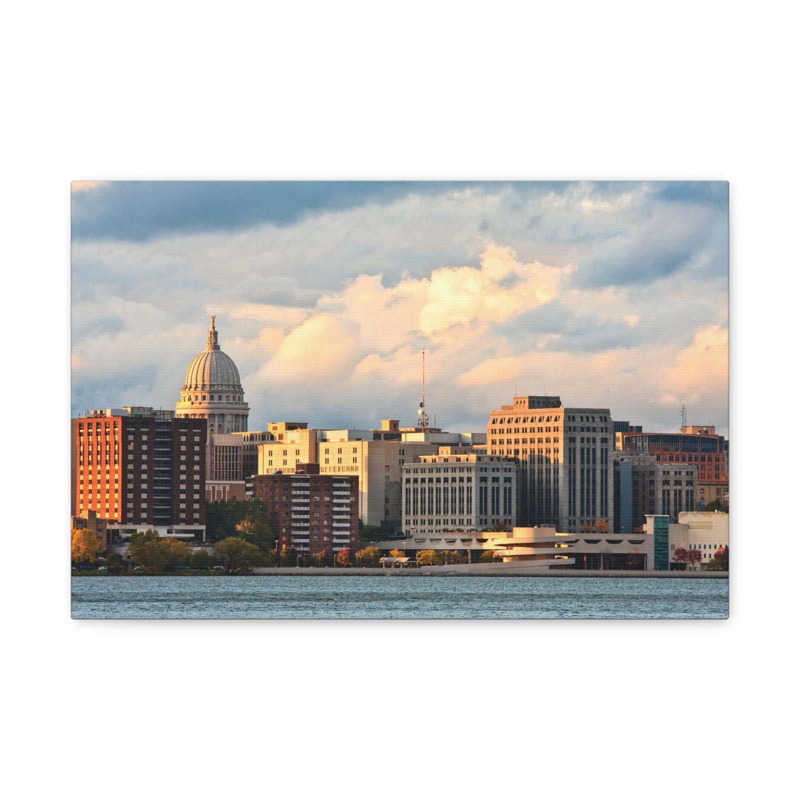 Madison Skyline Daytime Canvas Artwork High-Quality Breathtaking Stunning Cityscape for Home Decor Ready to Hang-Express Your Love Gifts