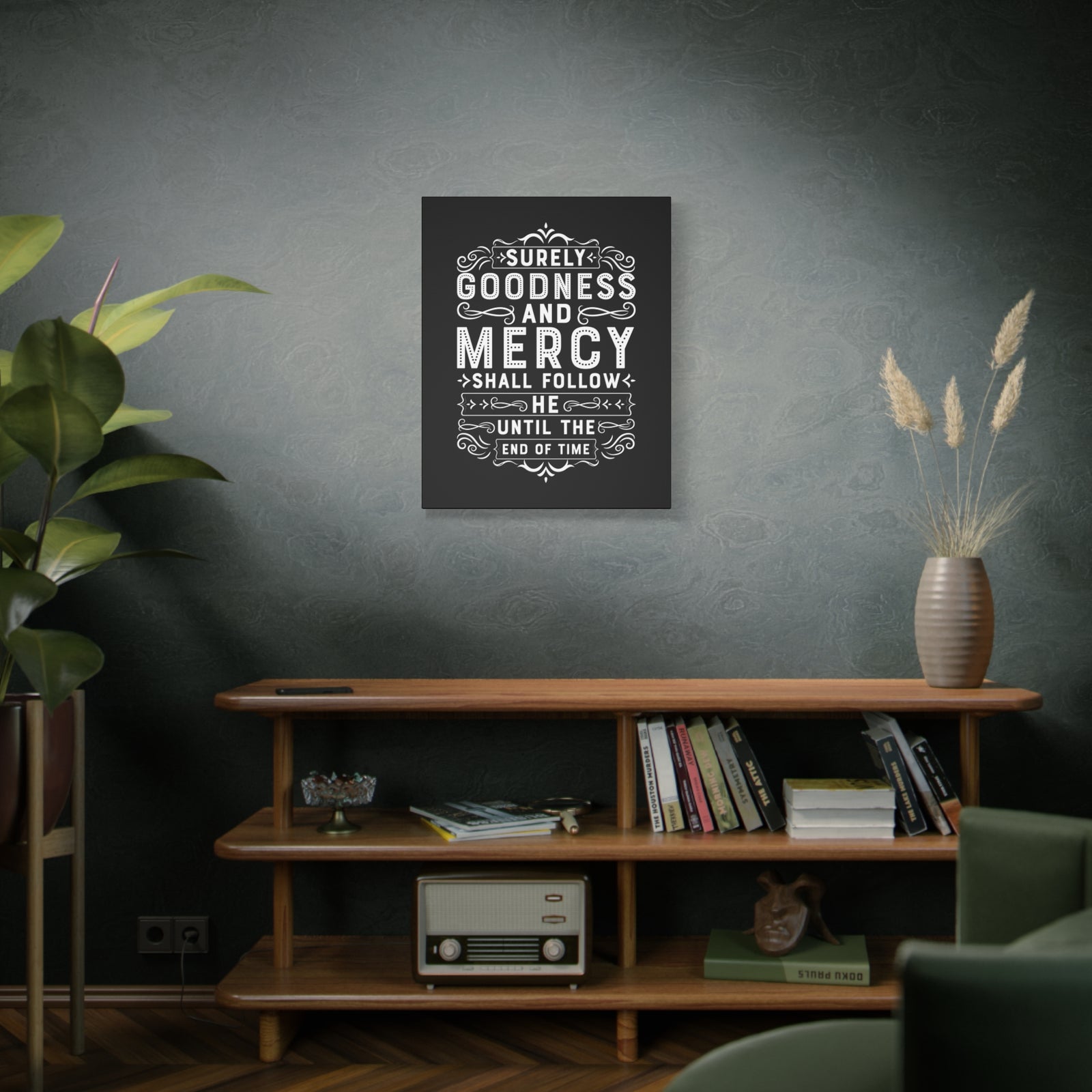 Scripture Canvas Goodness And Mercy Psalms 23:6 Christian Wall Art Bible Verse Print Ready to Hang-Express Your Love Gifts