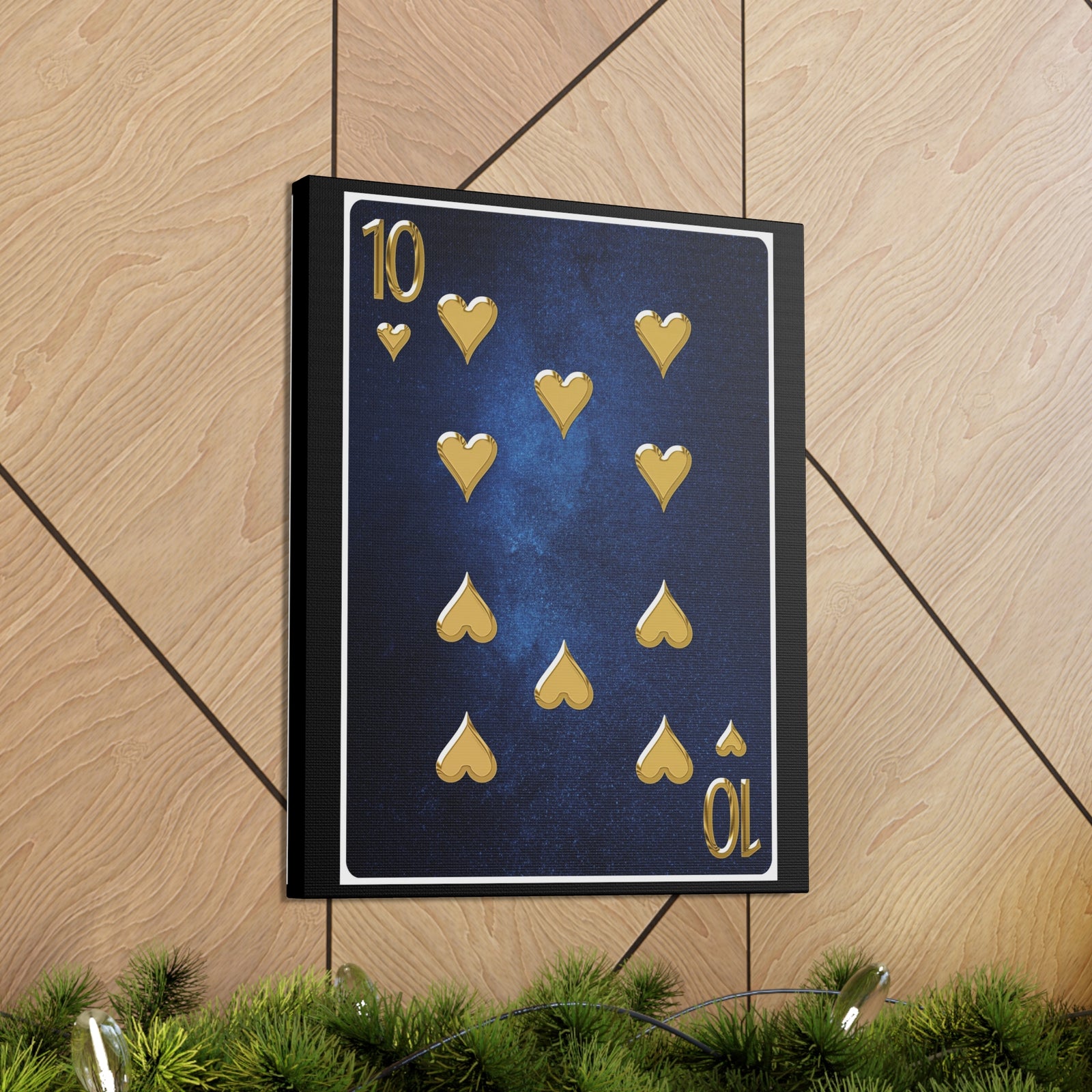 Ten Of Hearts Space Background Playing Card Canvas Wall Art for Home Decor Ready-to-Hang-Express Your Love Gifts