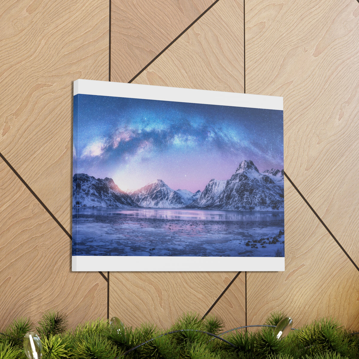 Winter Snow Mountain Lake Nature Wilderness Photography Canvas Wall Art for Home Decor Ready-to-Hang-Express Your Love Gifts