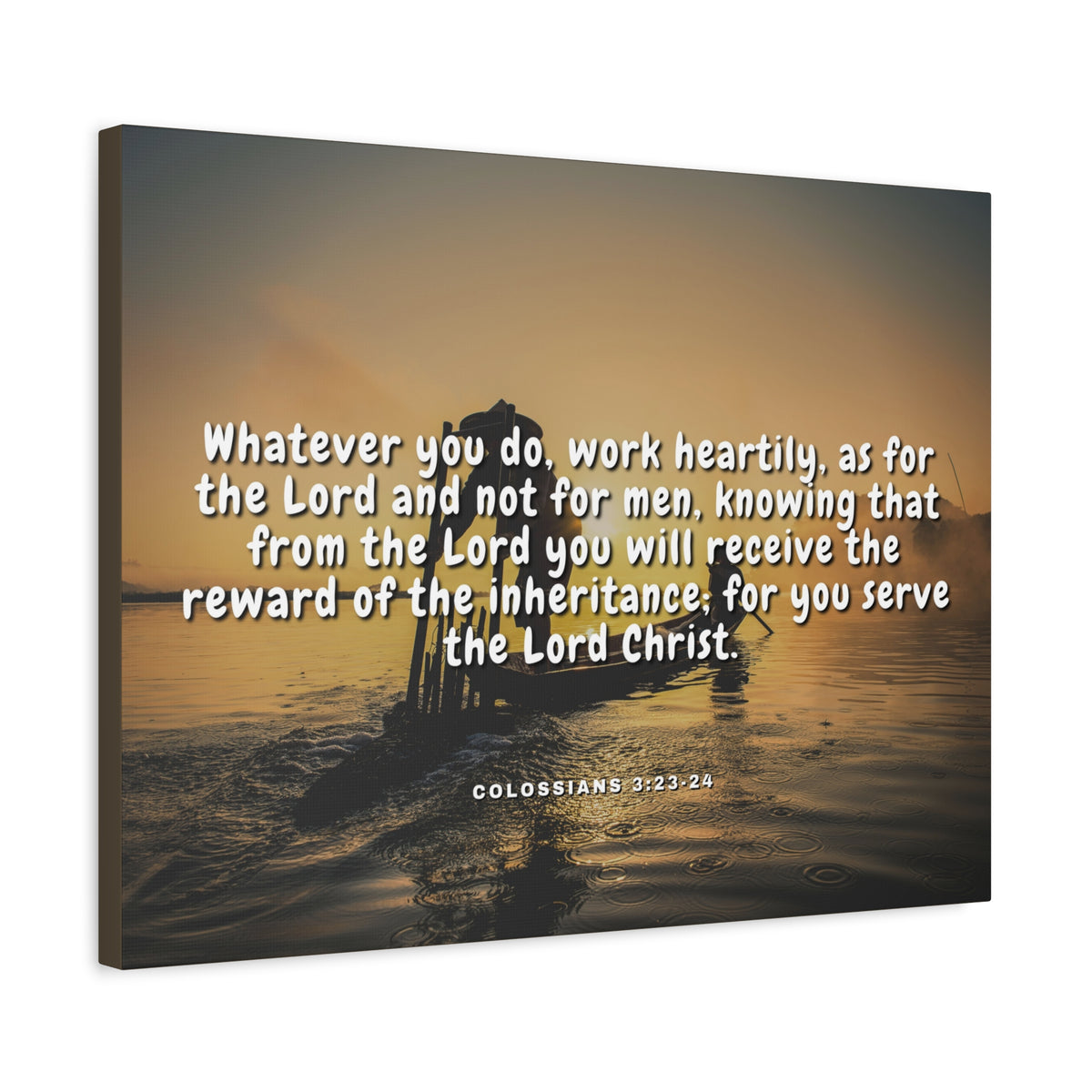 Scripture Canvas Working For God Colossians 3:23-24 Christian Wall Art Bible Verse Print Ready to Hang-Express Your Love Gifts