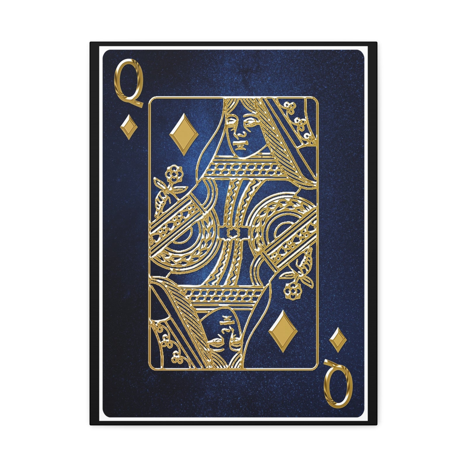 Queen Of Diamonds Space Background Playing Card Canvas Wall Art for Home Decor Ready-to-Hang-Express Your Love Gifts