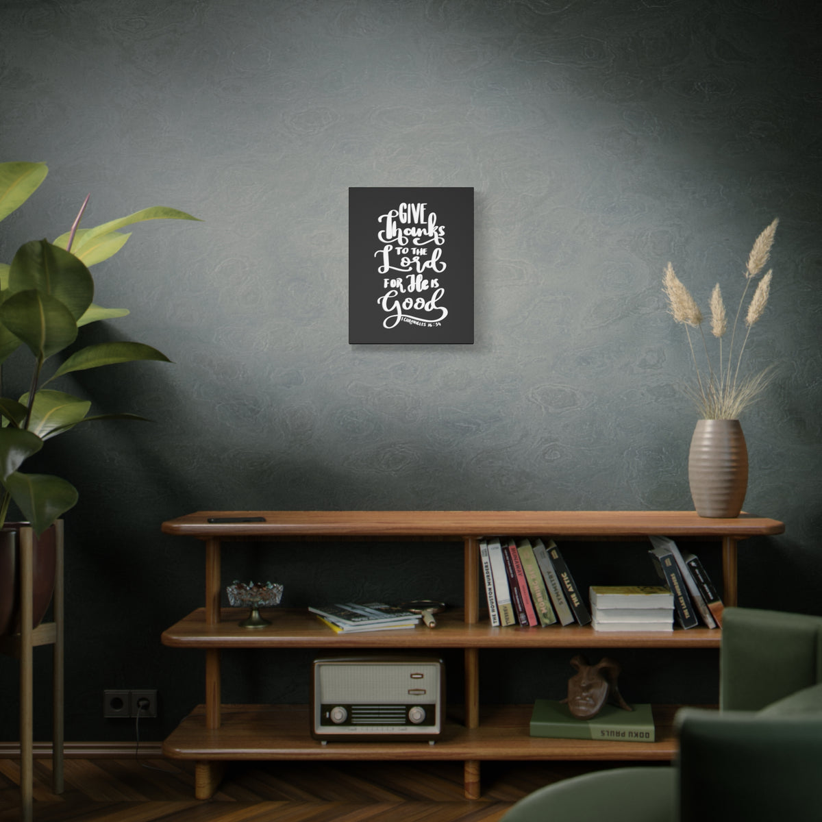 Scripture Walls Give Thanks To The Lord 1 Chronicles 16:34 Bible Verse Canvas Christian Wall Art Ready to Hang-Express Your Love Gifts