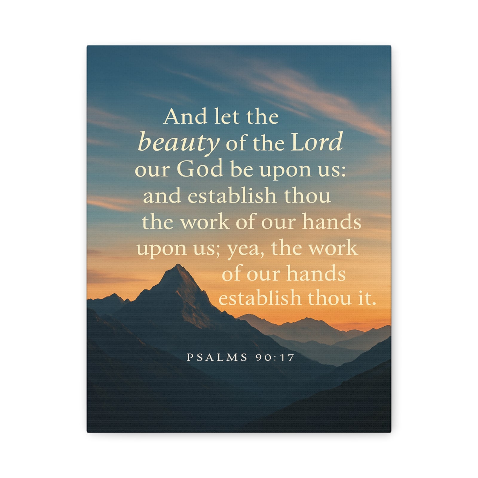Bible Verse Canvas Psalms 90:17 Christian Home Décor Wall Art Scripture Ready to Hang Faith Print-Express Your Love Gifts