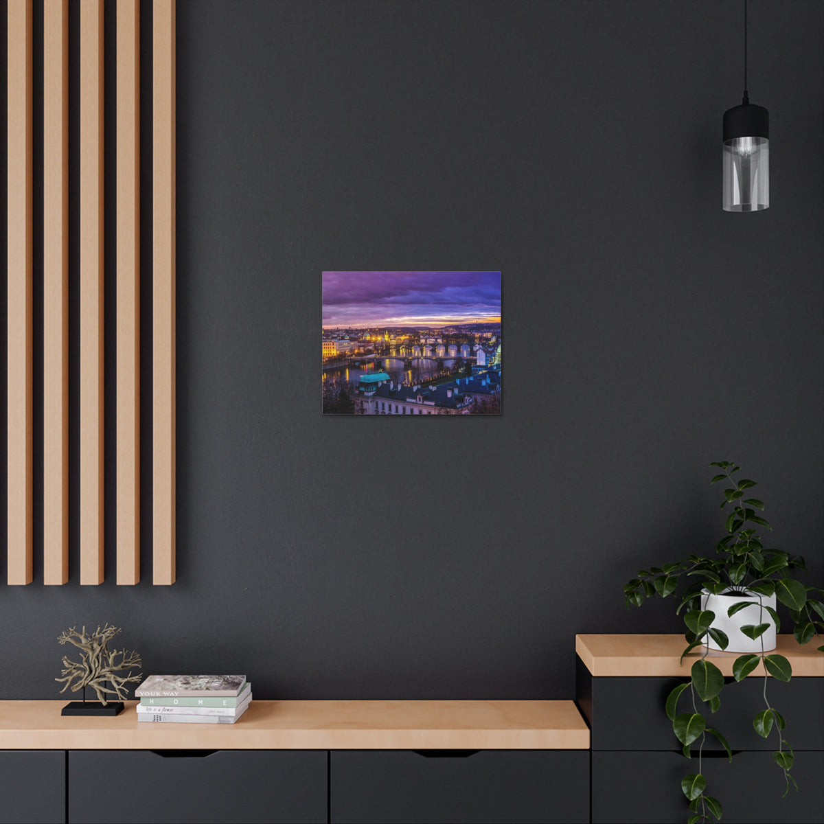 Prague Night Skyline Canvas Artwork High-Quality Breathtaking Stunning Cityscape for Home Decor Ready to Hang-Express Your Love Gifts