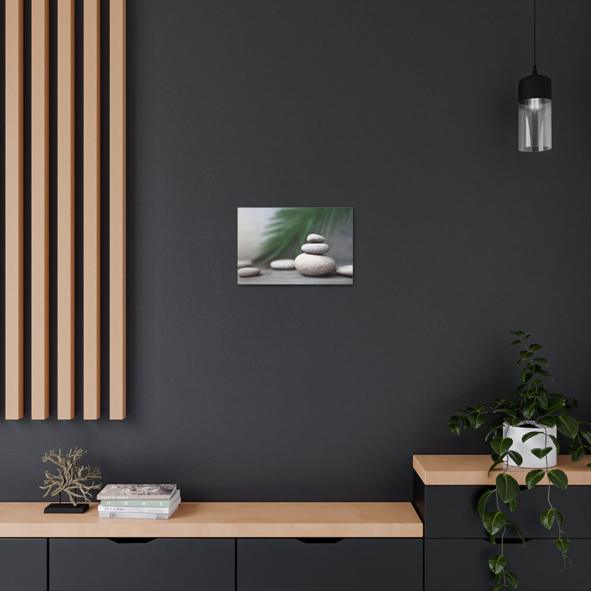 Spa Stones with Palm Forest Floral Nature Photography Canvas Wall Art for Home Decor Ready-to-Hang-Express Your Love Gifts