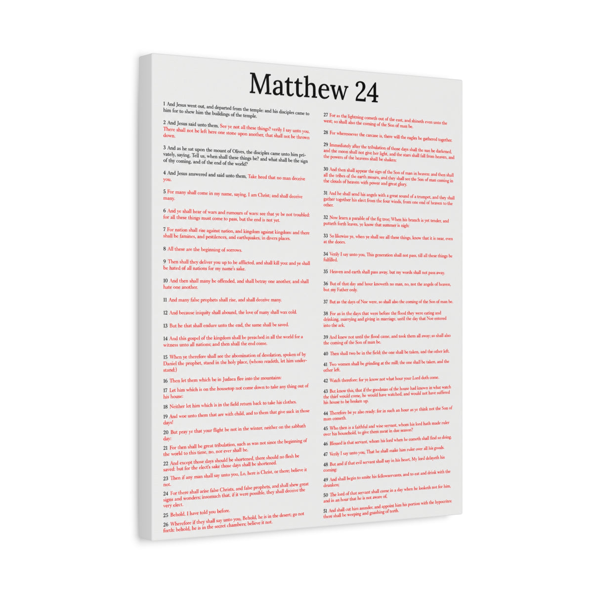Scripture Walls Christ Words in Red Matthew 24 Chapter Christian Wall Art Print Ready to Hang Unframed-Express Your Love Gifts