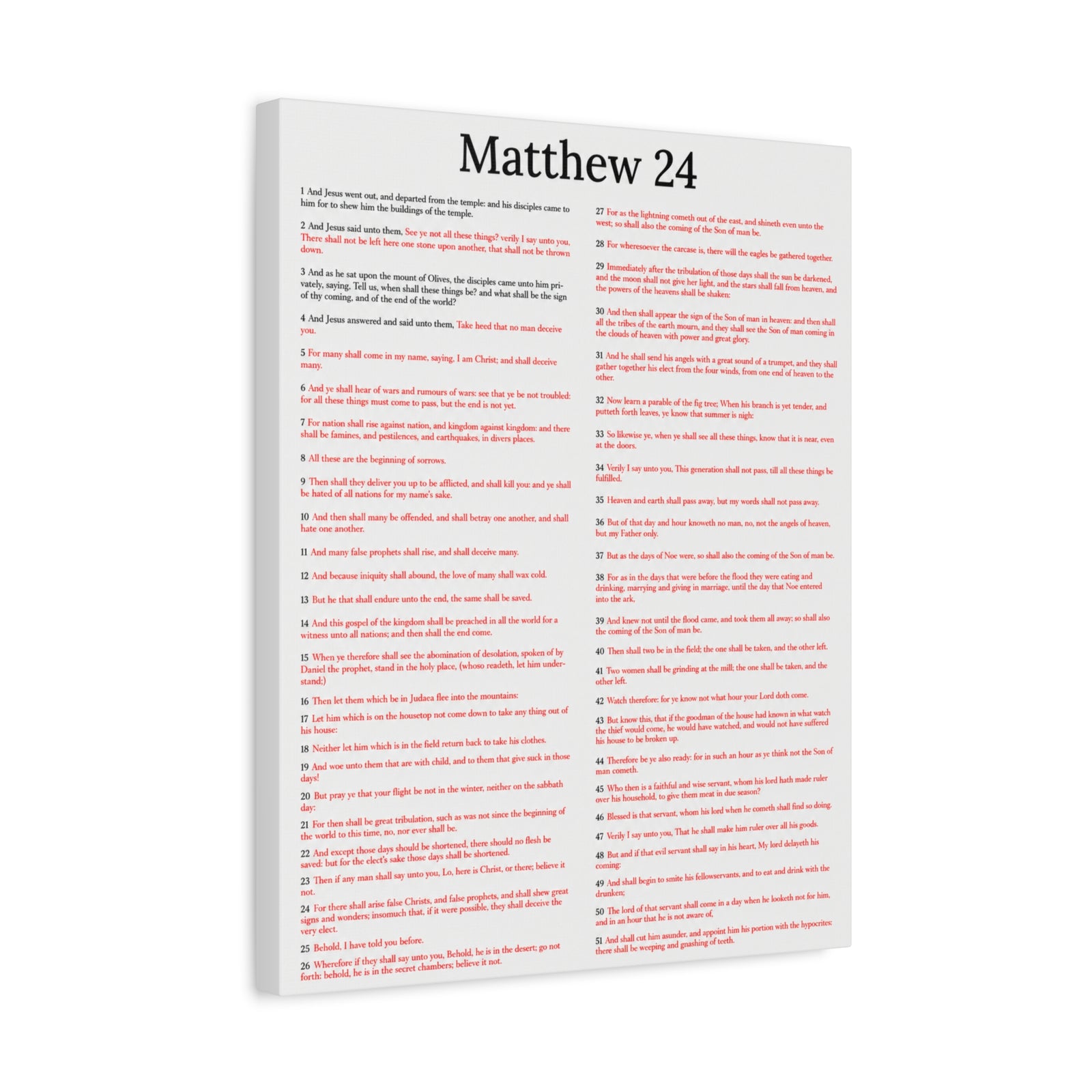 Scripture Walls Christ Words in Red Matthew 24 Chapter Christian Wall Art Print Ready to Hang Unframed-Express Your Love Gifts