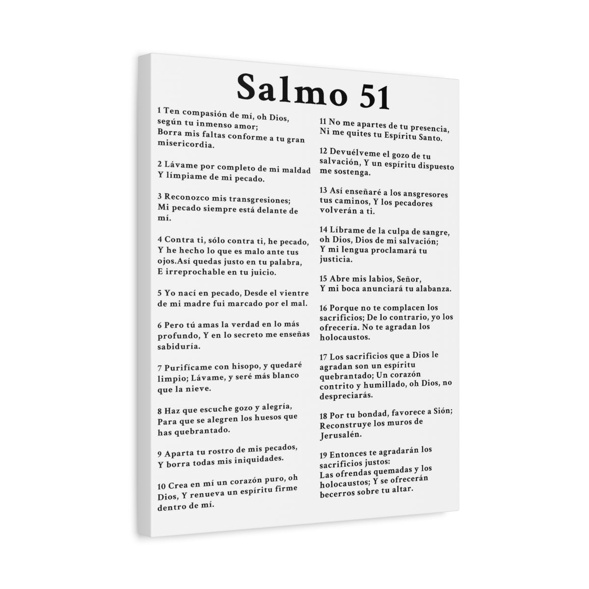 Scripture Walls Salmo 51 Chapter White Christian Wall Art Print Ready to Hang Unframed-Express Your Love Gifts
