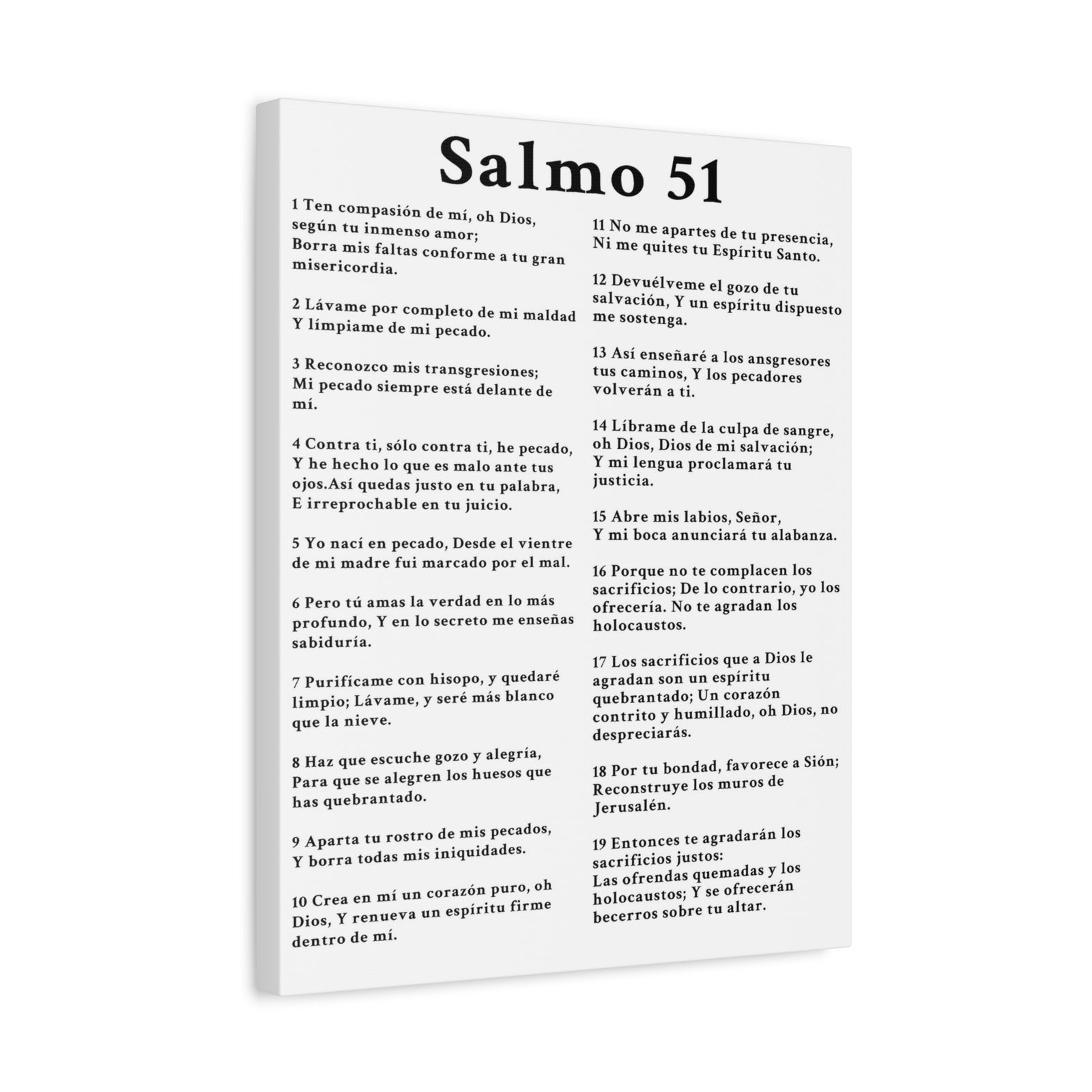 Scripture Walls Salmo 51 Chapter White Christian Wall Art Print Ready to Hang Unframed-Express Your Love Gifts