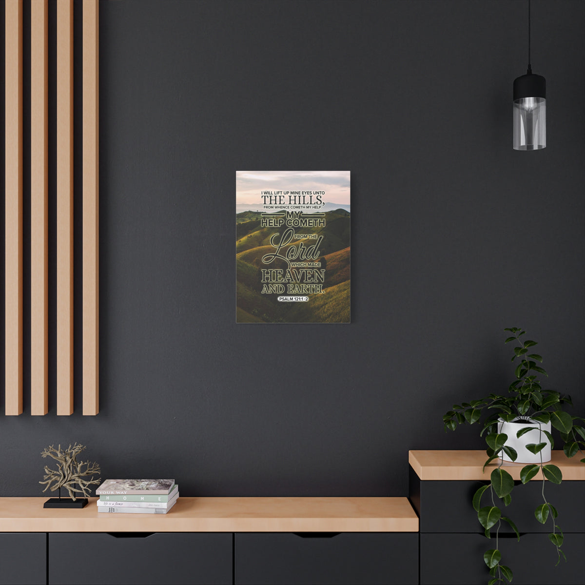 Scripture Canvas Heaven and Earth Psalm 121:1‭-‬2 KJV Christian Wall Art Bible Verse Print Ready to Hang-Express Your Love Gifts